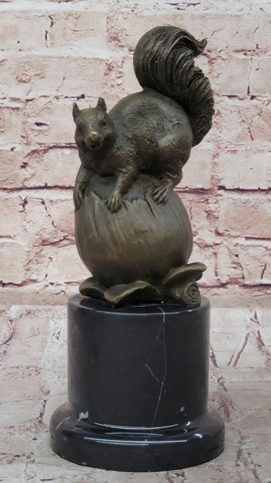 Handcrafted Bronze Squirrel Sculpture on Marble Base – SALE Art Collectible