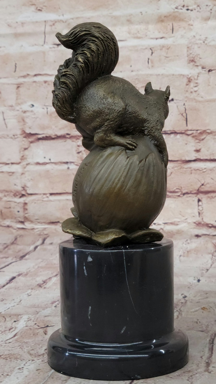 Handcrafted Bronze Squirrel Sculpture on Marble Base – SALE Art Collectible
