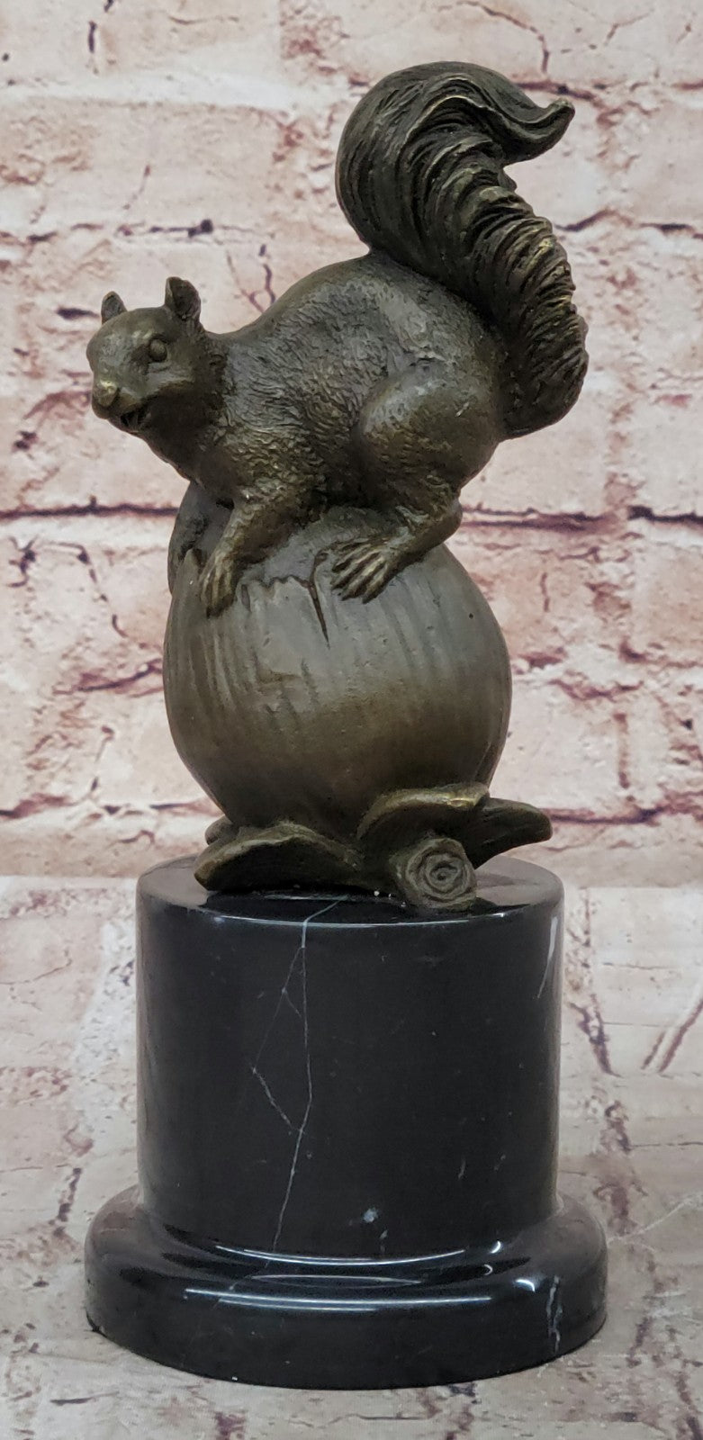 Handcrafted Bronze Squirrel Sculpture on Marble Base – SALE Art Collectible