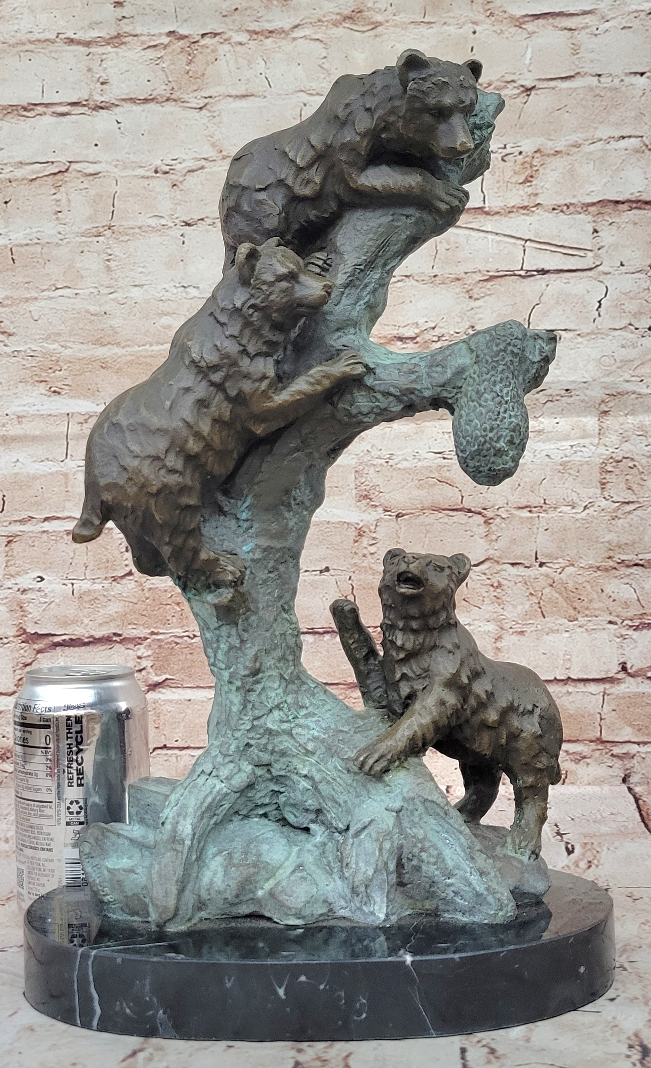 Bronze Statue 3 Bears. mother & baby bear Sculpture Hot Cast Figurine Figure