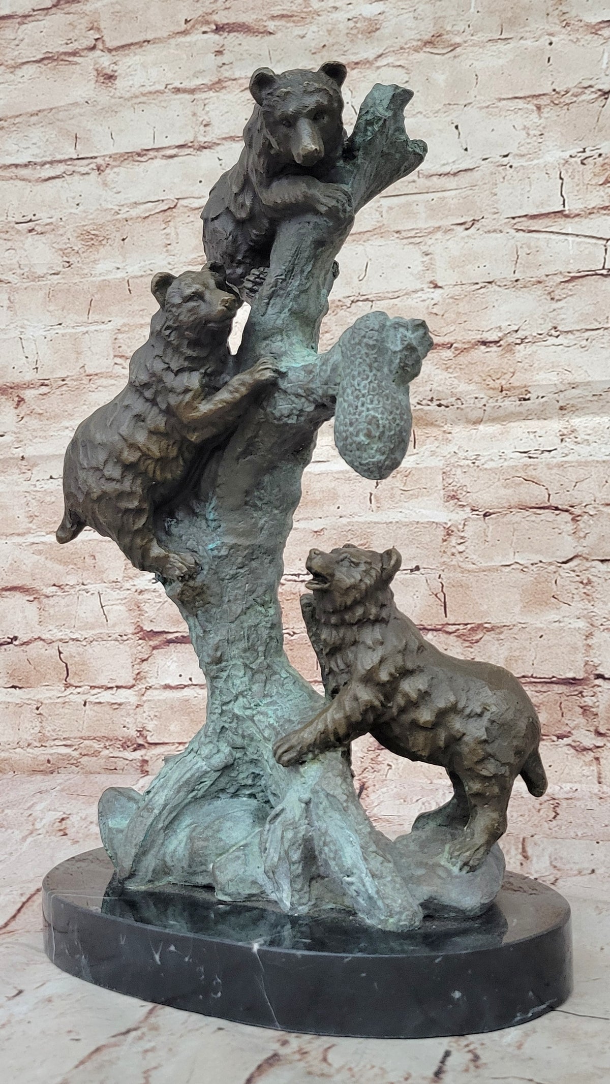 Bronze Statue 3 Bears. mother & baby bear Sculpture Hot Cast Figurine Figure