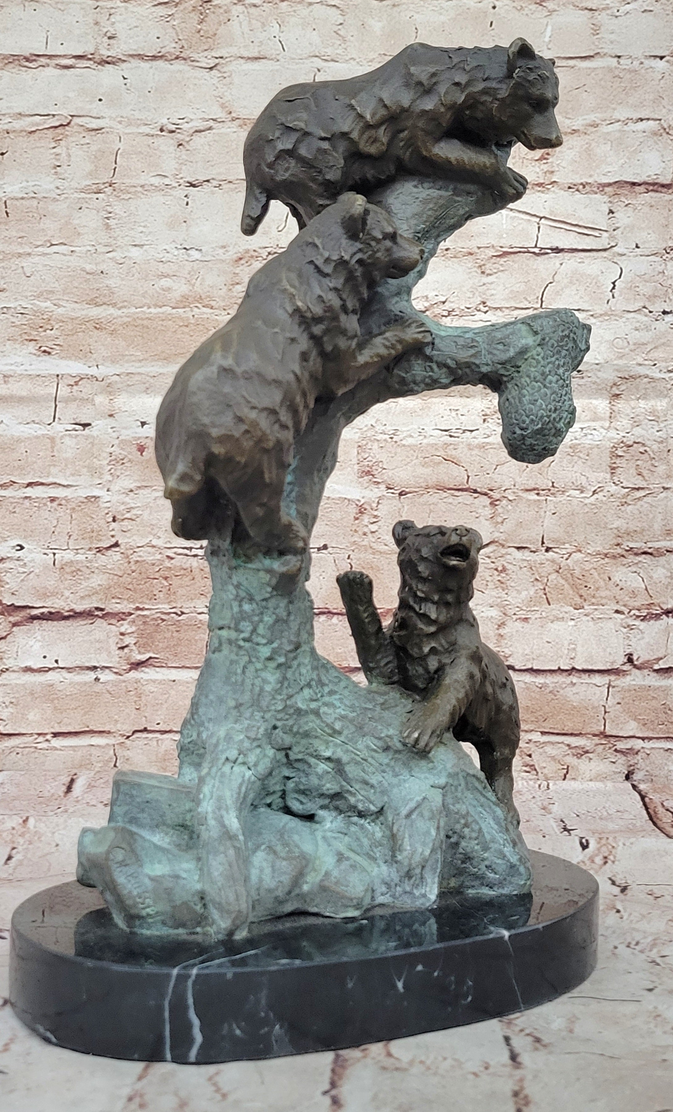 Bronze Statue 3 Bears. mother & baby bear Sculpture Hot Cast Figurine Figure