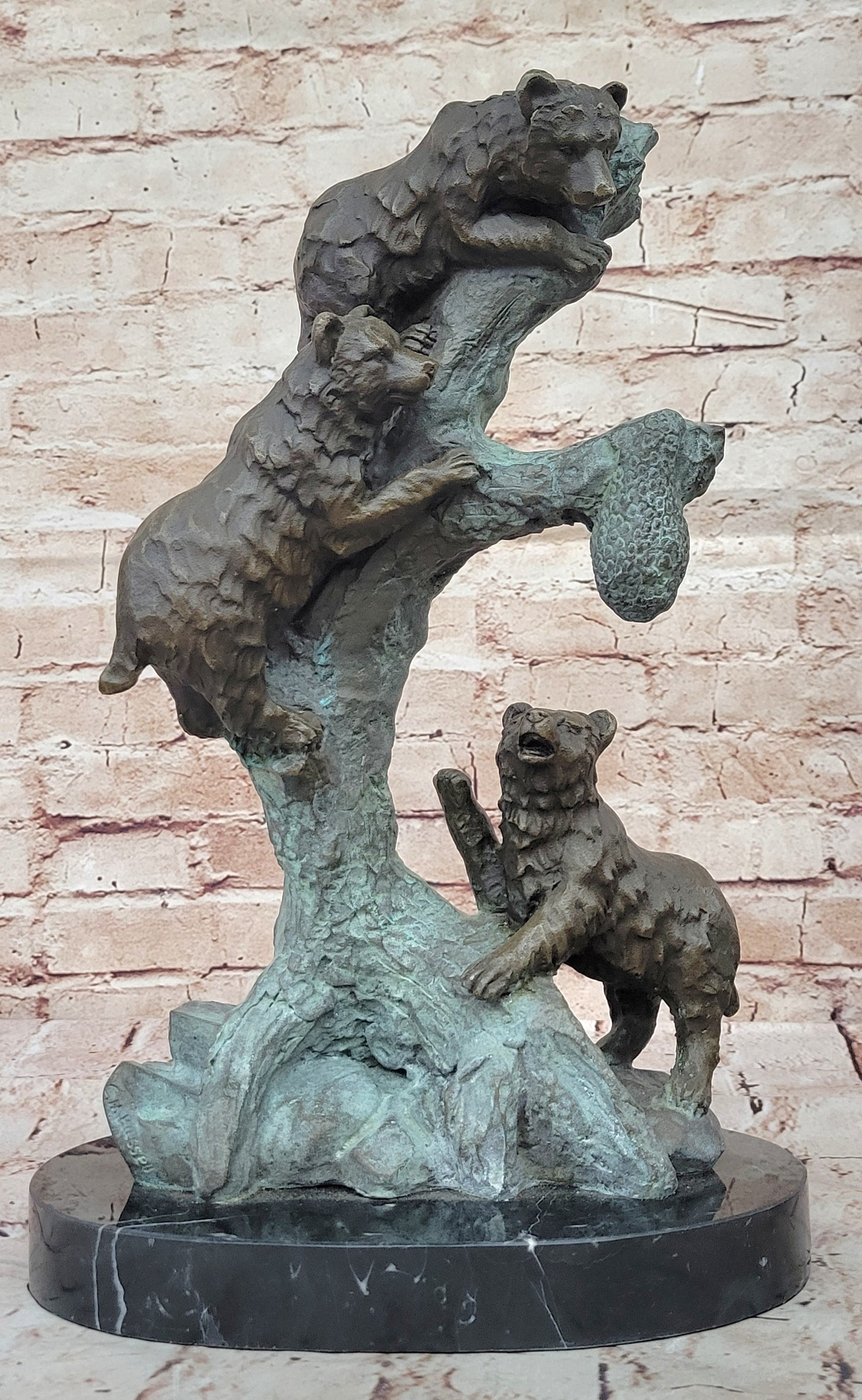 Bronze Statue 3 Bears. mother & baby bear Sculpture Hot Cast Figurine Figure