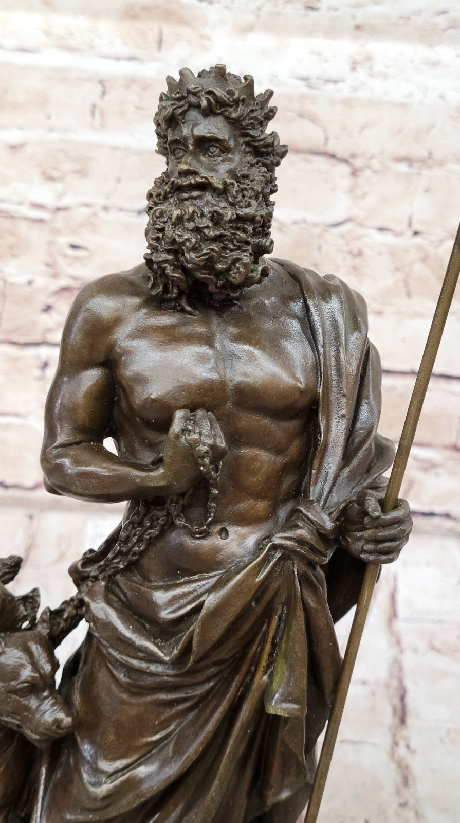 Signed Greek God Pluto With Dog Hot Cast Bronze Sculpture Statue Figure Figurine