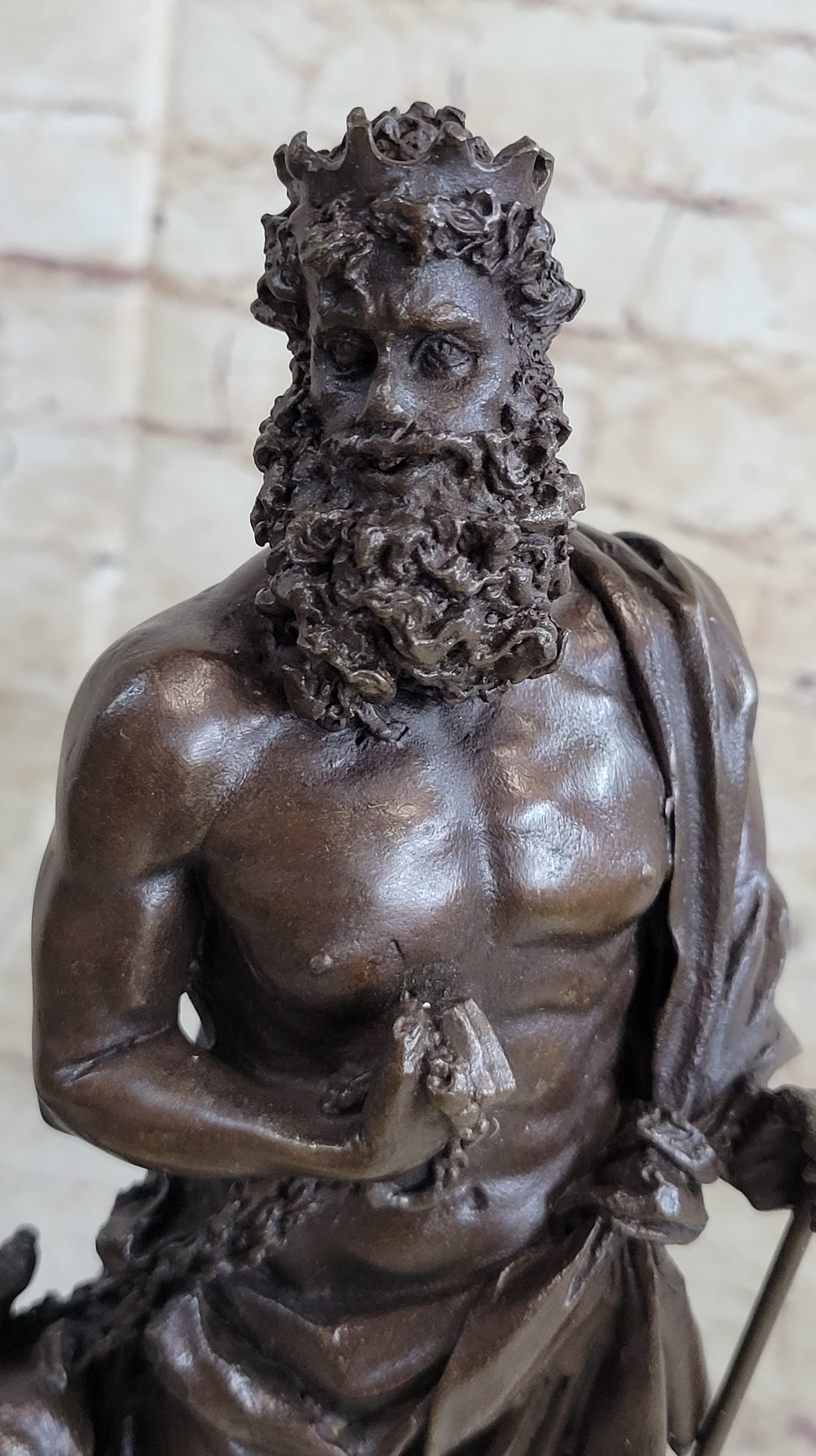 Signed Greek God Pluto With Dog Hot Cast Bronze Sculpture Statue Figure Figurine