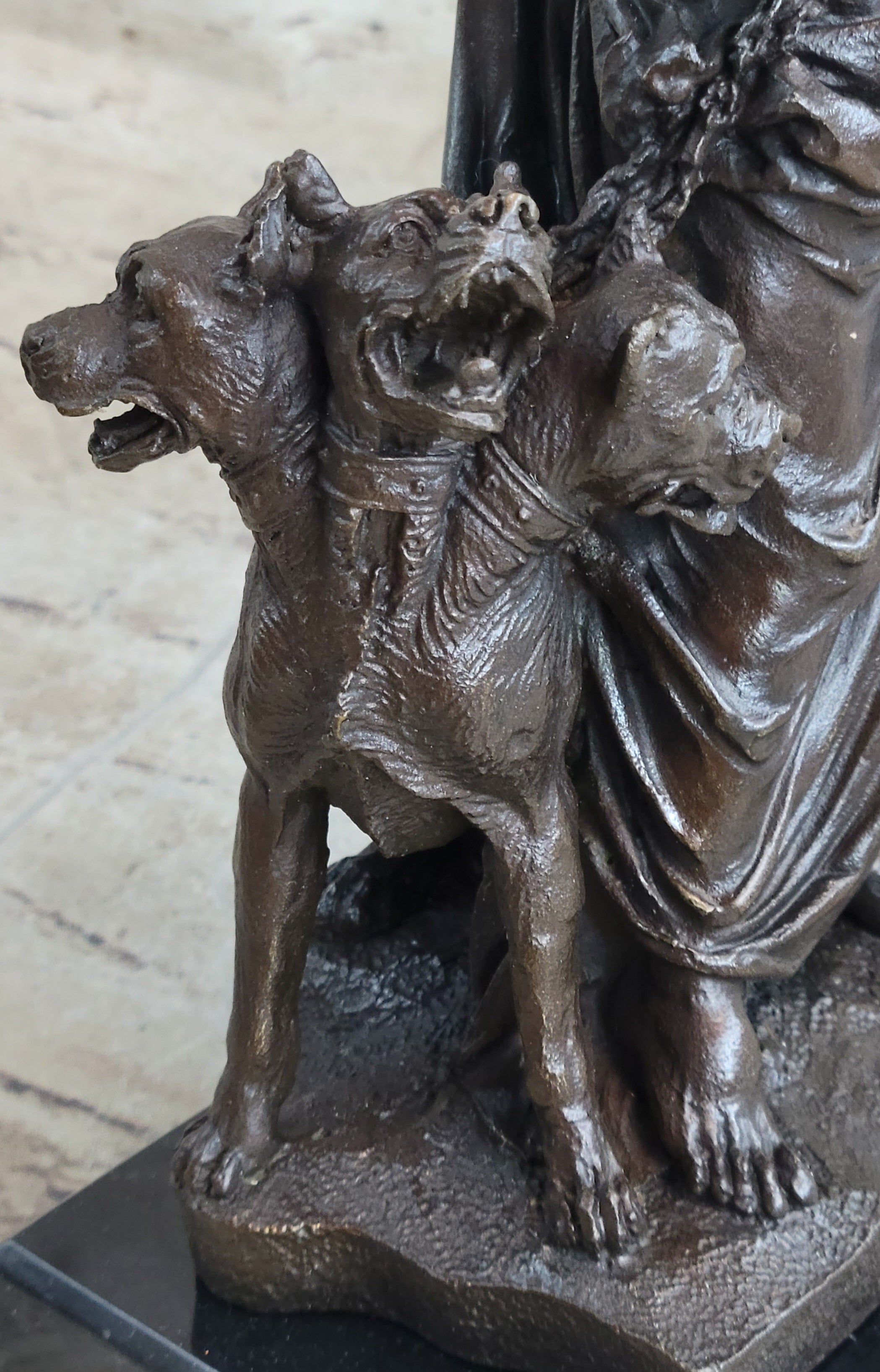 Signed Greek God Pluto With Dog Hot Cast Bronze Sculpture Statue Figure Figurine