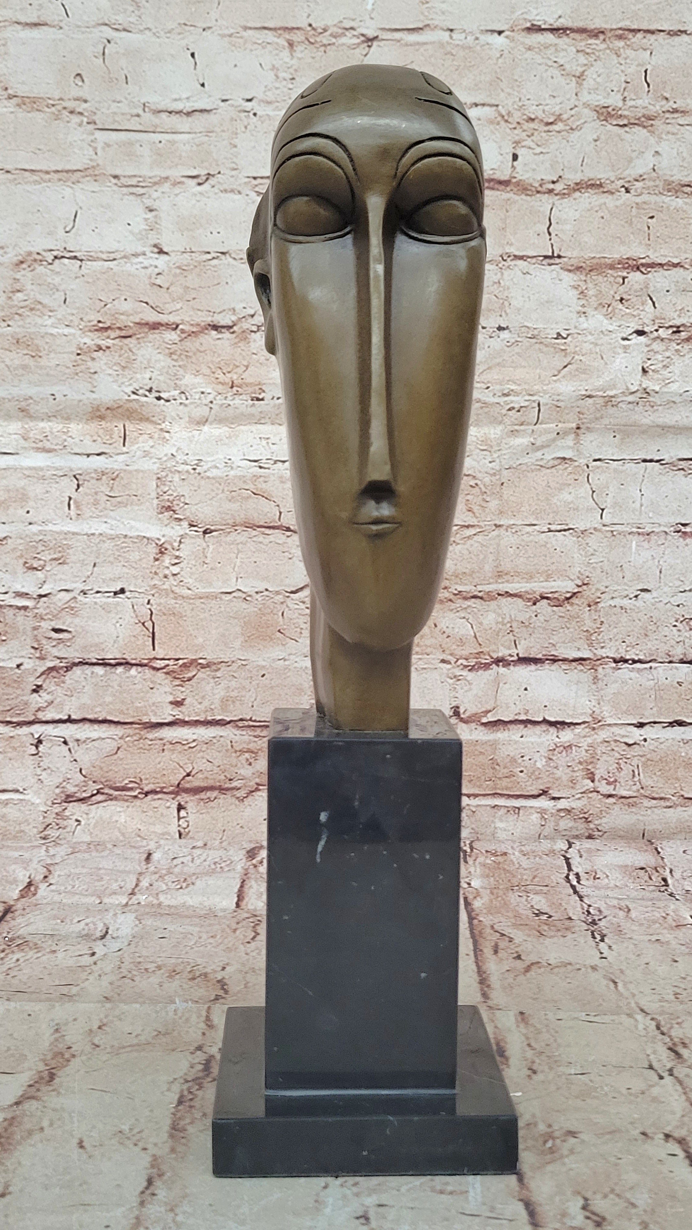 AMEDEO MODIGLIANI TRIBUTE - BRONZE SCULPTURE - THE HEAD OF CARYATID - SIGNED !