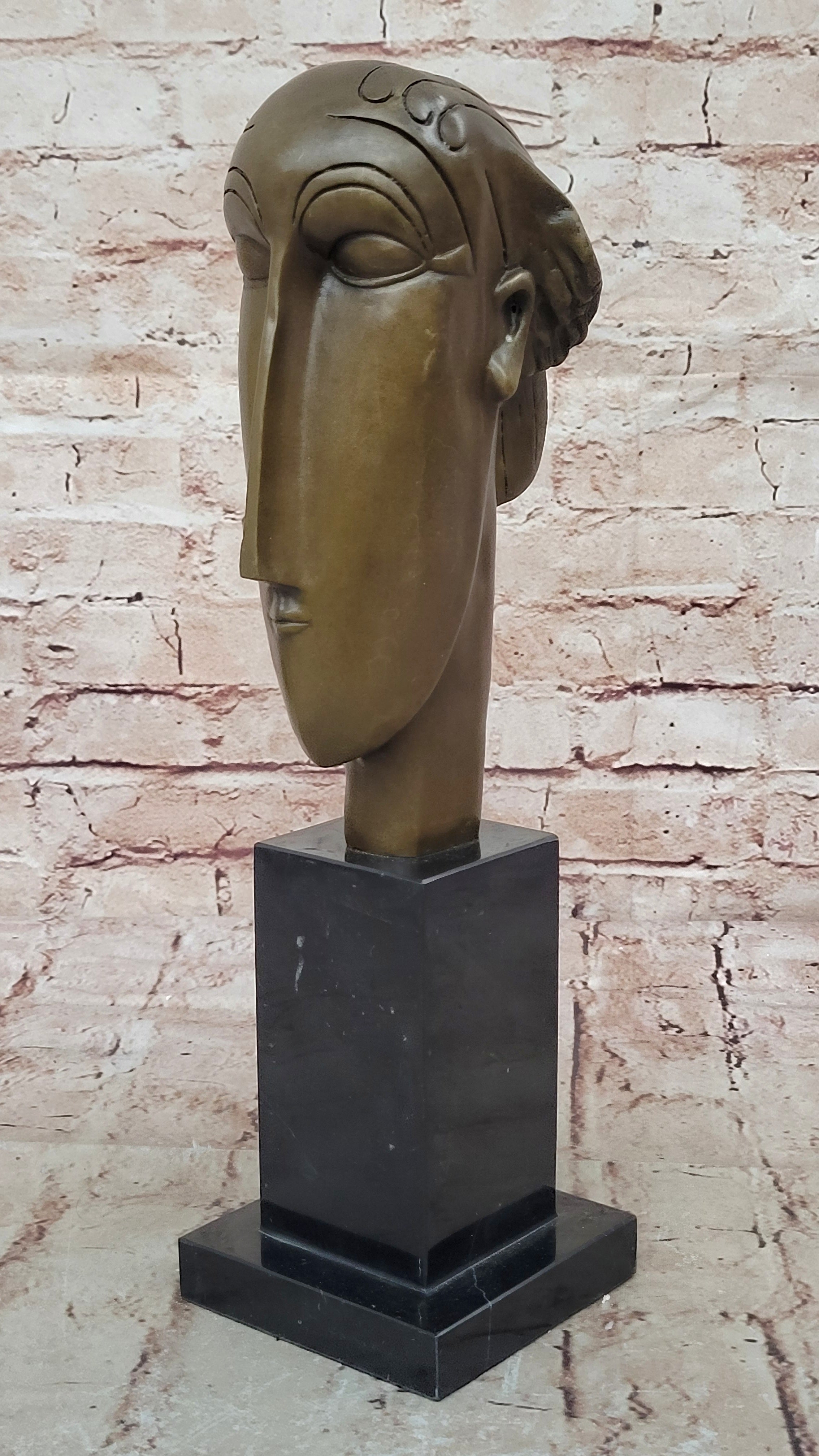 AMEDEO MODIGLIANI TRIBUTE - BRONZE SCULPTURE - THE HEAD OF CARYATID - SIGNED !