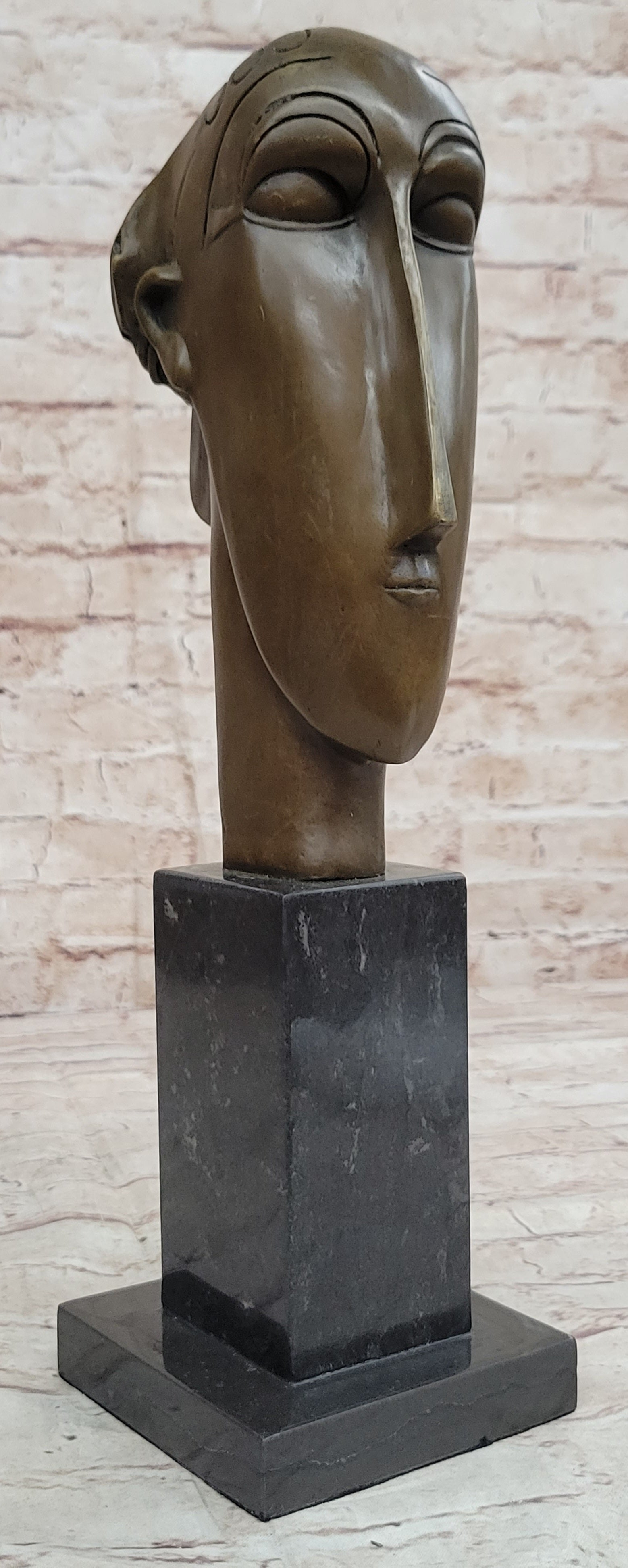 AMEDEO MODIGLIANI TRIBUTE - BRONZE SCULPTURE - THE HEAD OF CARYATID - SIGNED !