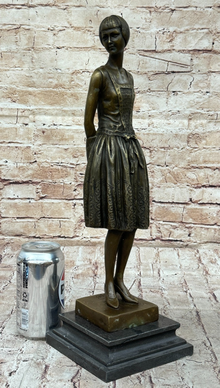 Handcrafted bronze sculpture Home Base Marble Housewife Mom Original Signed