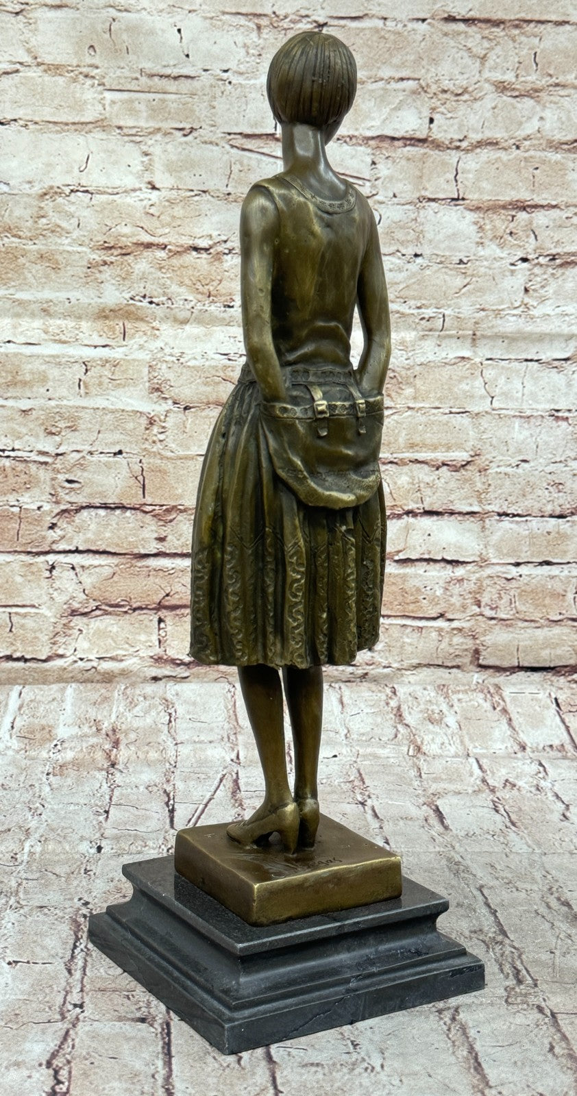 Handcrafted bronze sculpture Home Base Marble Housewife Mom Original Signed