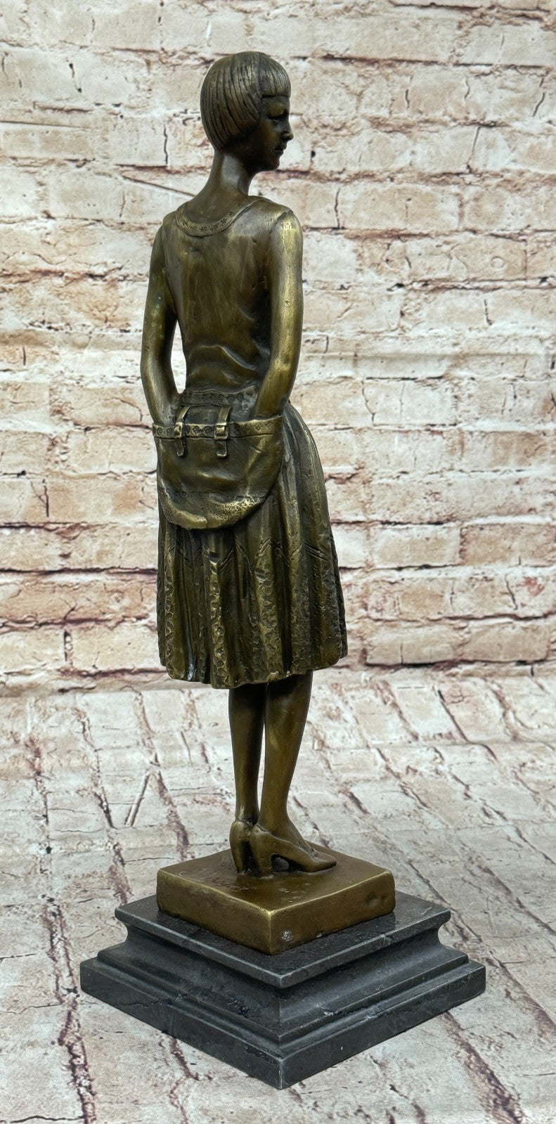 Handcrafted bronze sculpture Home Base Marble Housewife Mom Original Signed