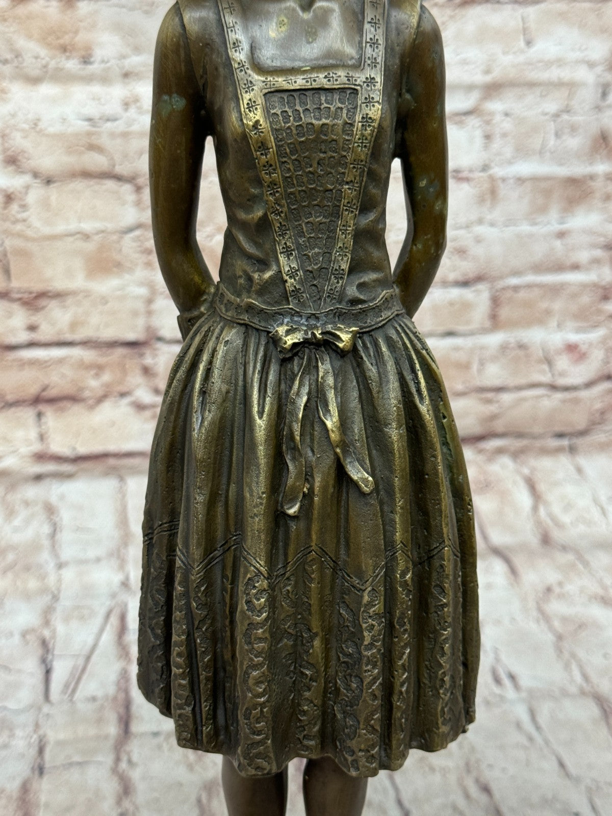 Handcrafted bronze sculpture Home Base Marble Housewife Mom Original Signed
