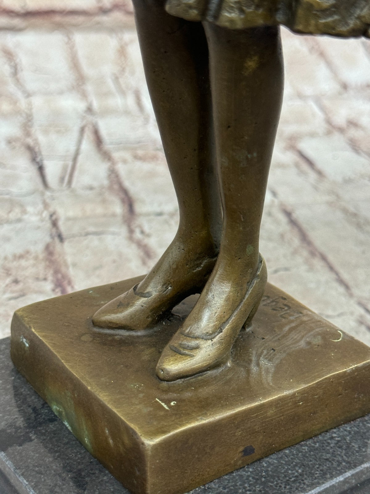 Handcrafted bronze sculpture Home Base Marble Housewife Mom Original Signed