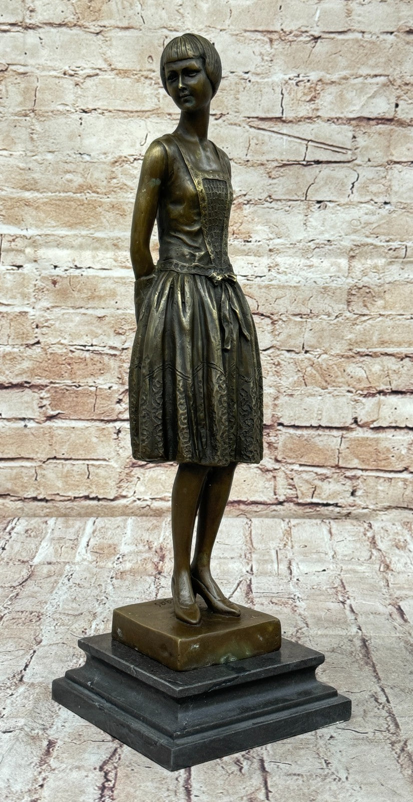 Handcrafted bronze sculpture Home Base Marble Housewife Mom Original Signed