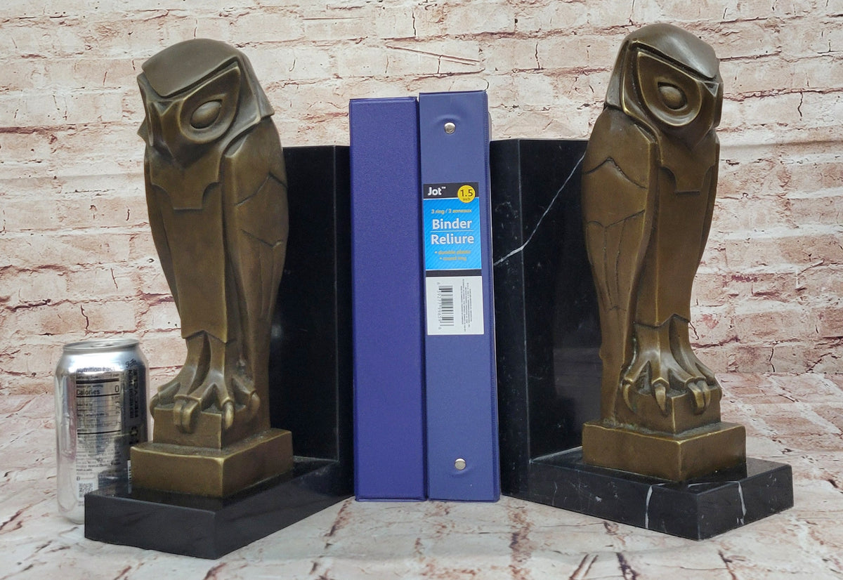 All Bronze on Marble Base Modern Cubism Sculpture Owl Bird Dali Tribute Art Deco