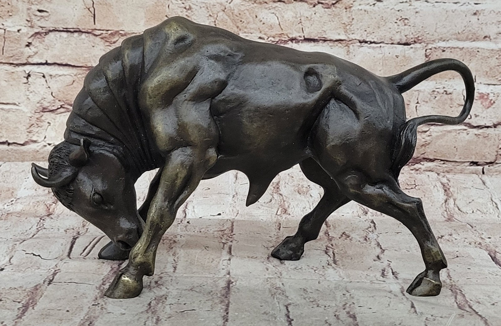 Handcrafted bronze sculpture SALE Decor Base Spanish Bull Male Milo Signed