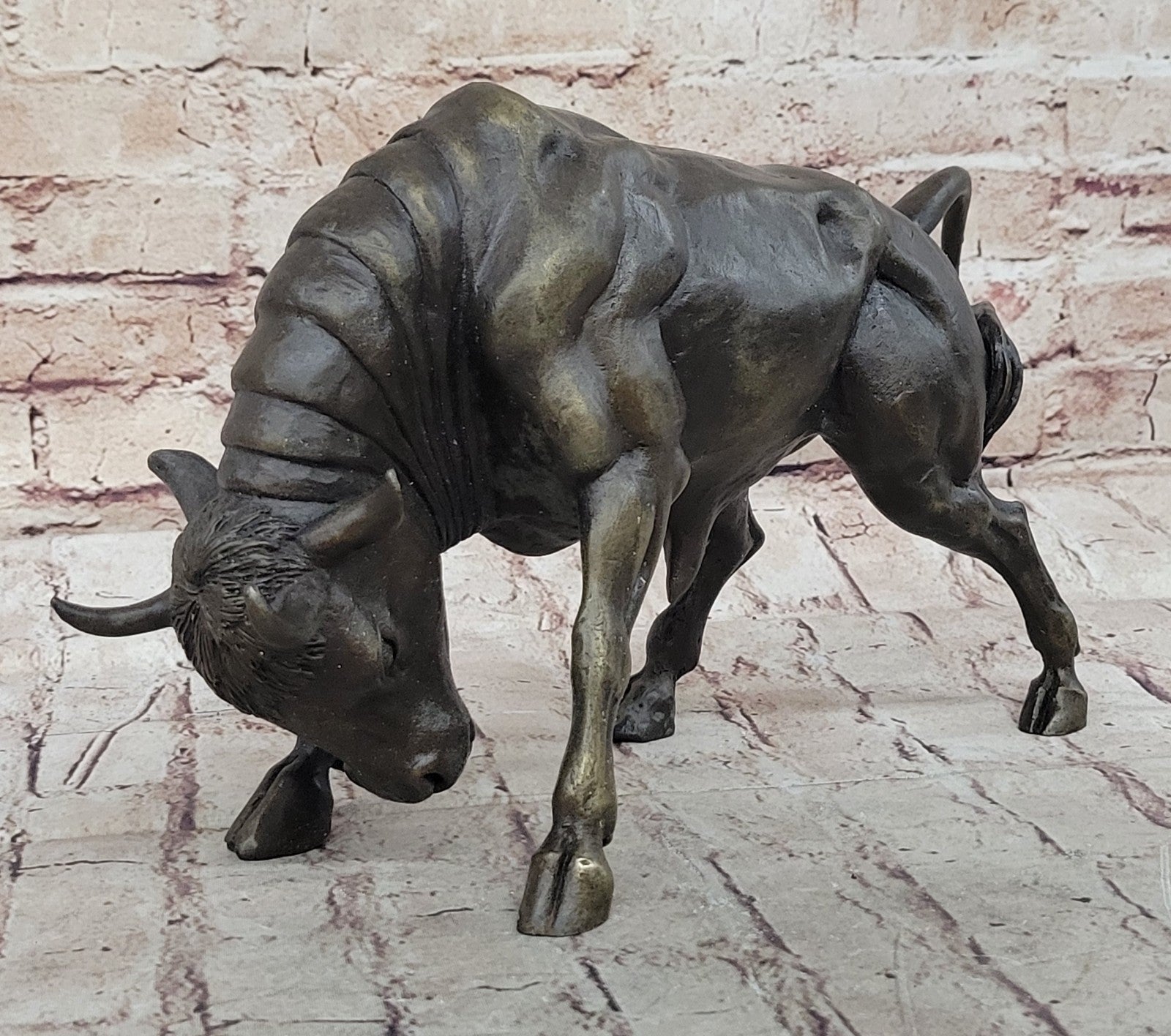 Handcrafted bronze sculpture SALE Decor Base Spanish Bull Male Milo Signed