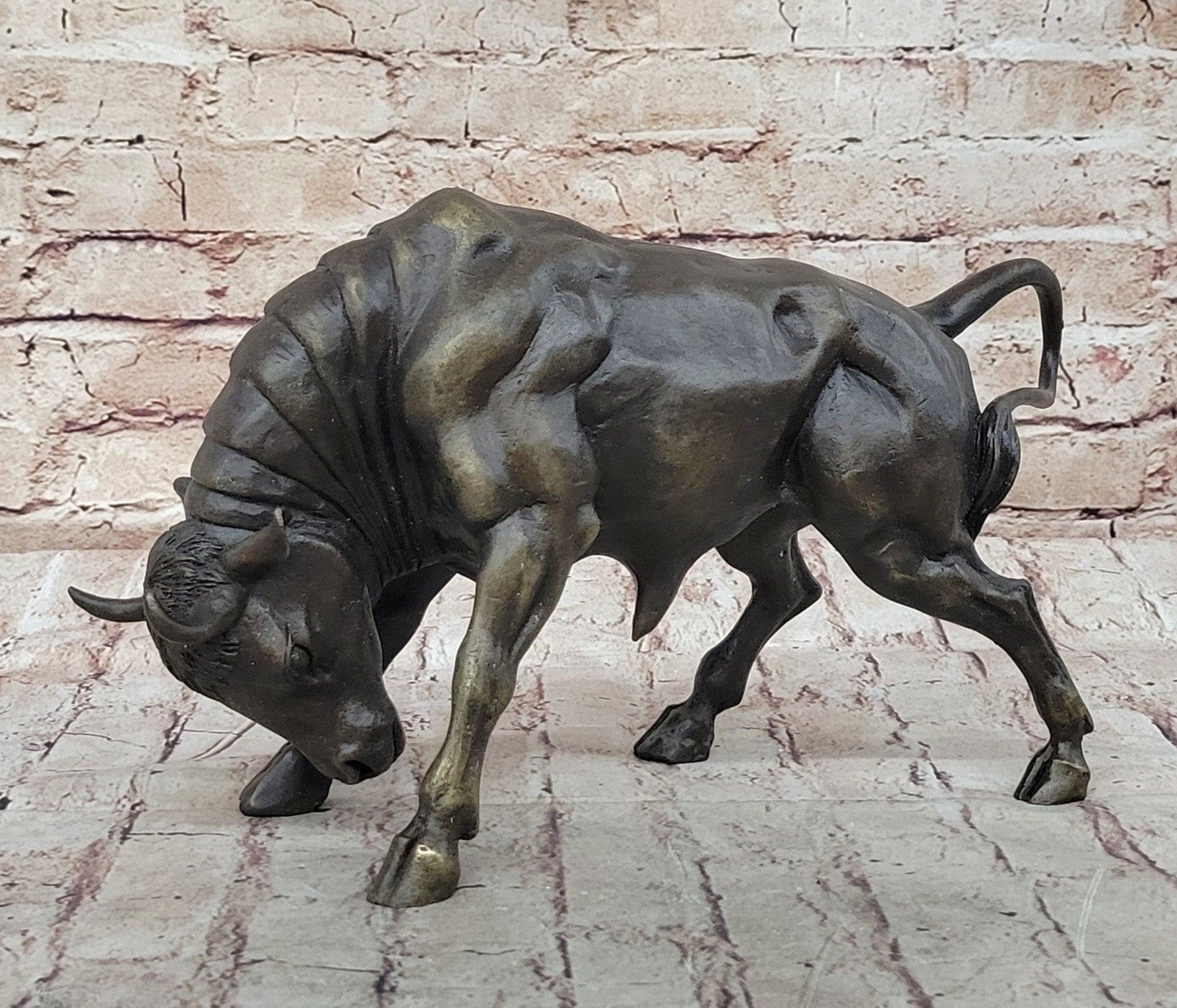 Handcrafted bronze sculpture SALE Decor Base Spanish Bull Male Milo Signed