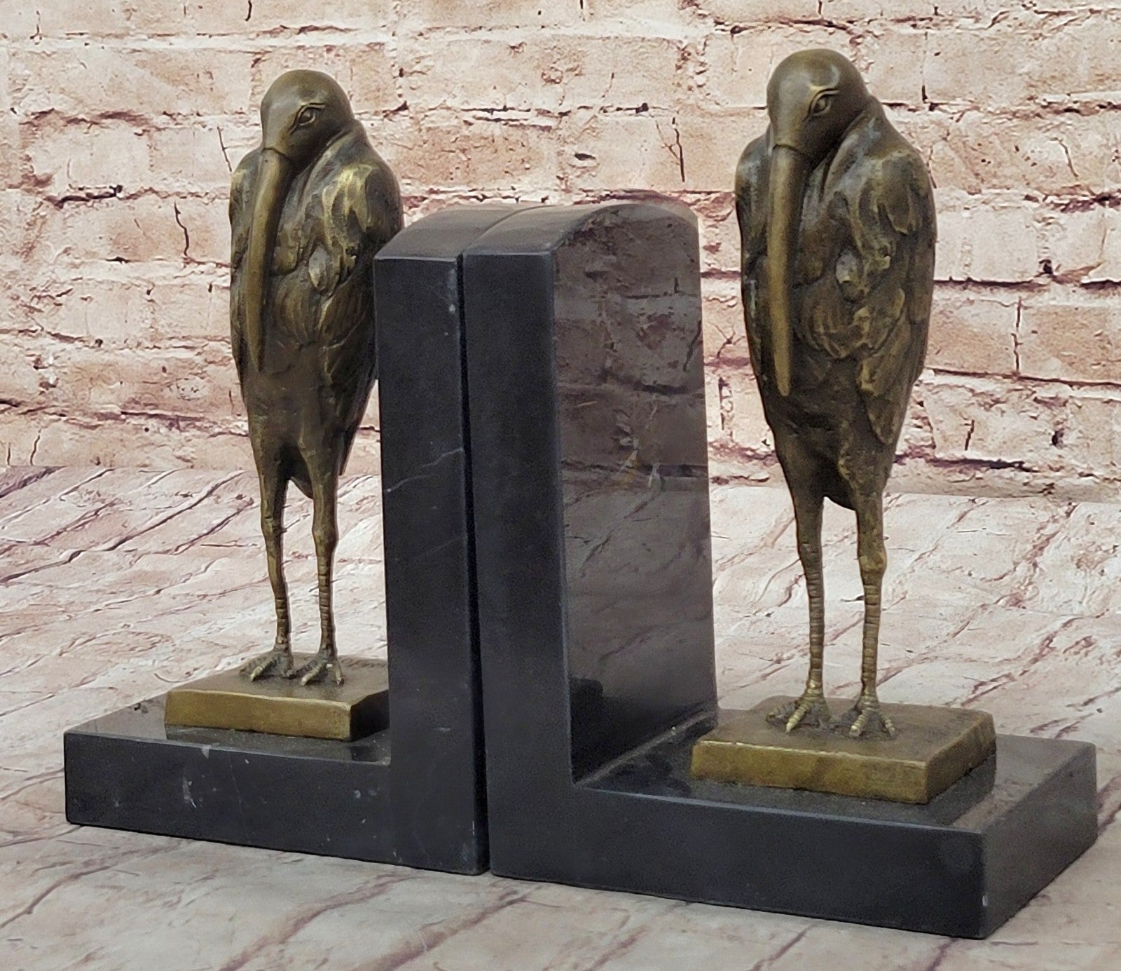 Art Deco Bronze Sitting Birds Bookends – Salvador Dali Signed France Decor Gift