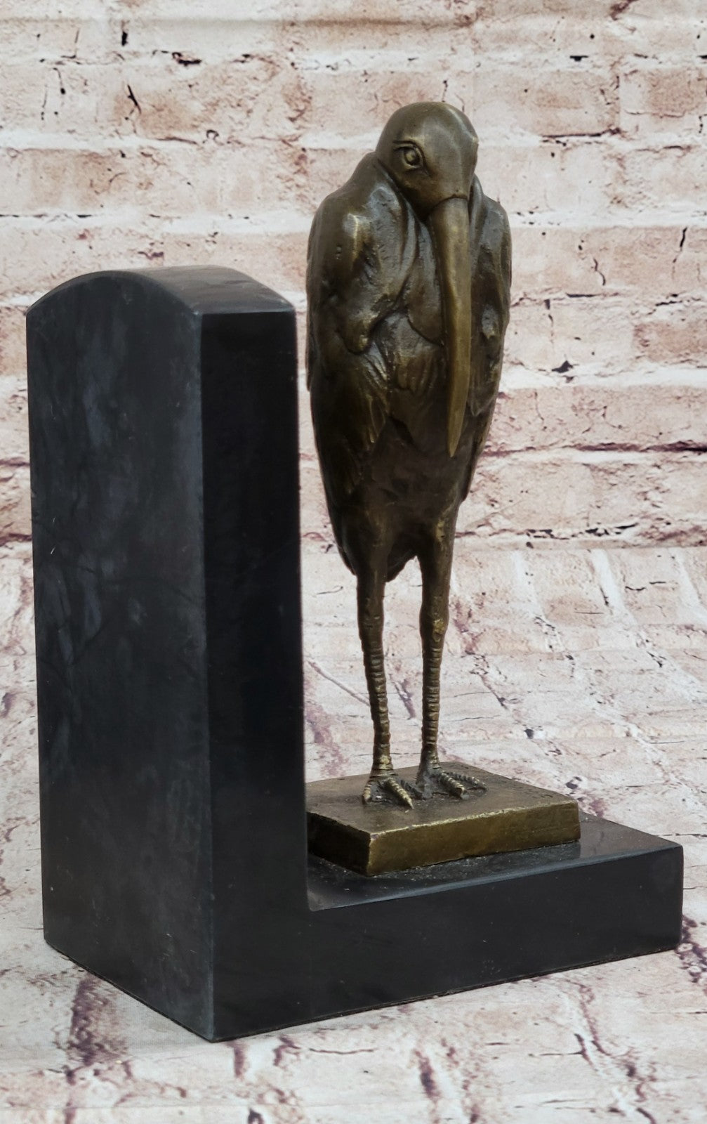 Art Deco Bronze Sitting Birds Bookends – Salvador Dali Signed France Decor Gift