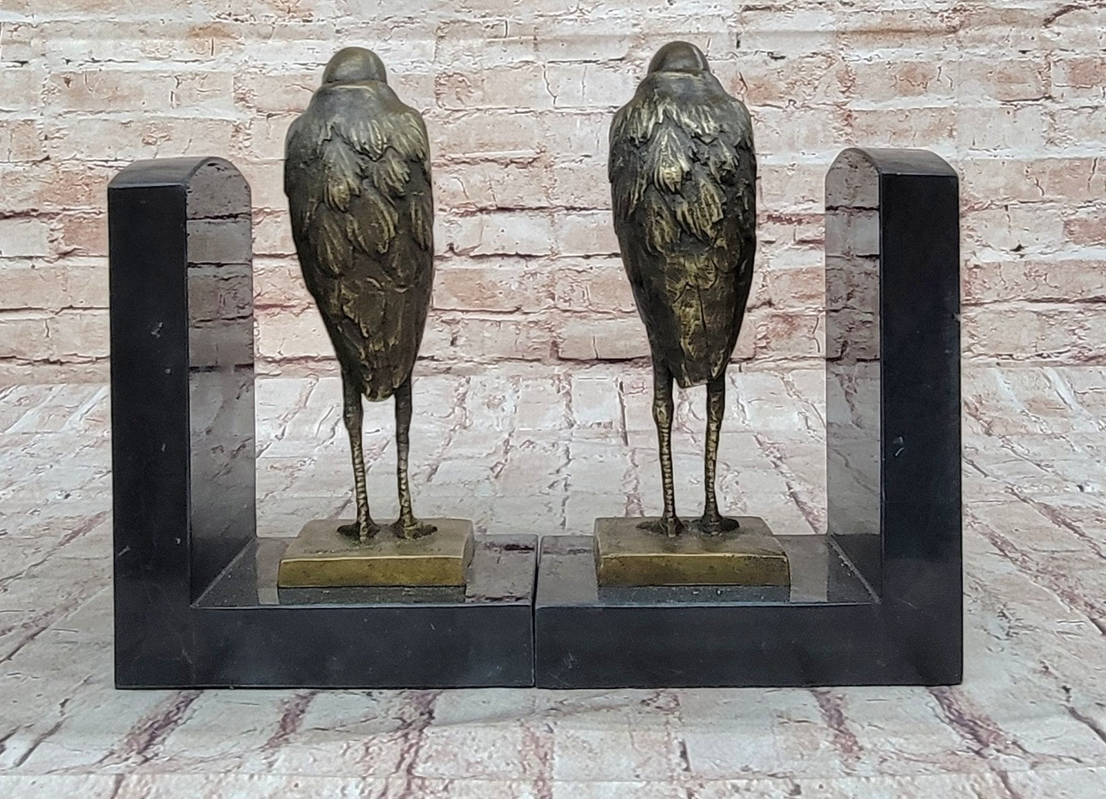 Art Deco Bronze Sitting Birds Bookends – Salvador Dali Signed France Decor Gift