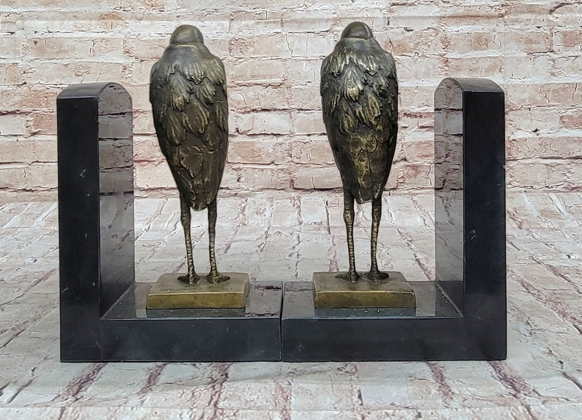 Art Deco Genuine bronze Sitting Birds bookend by Salvador Dali France Decor Gift