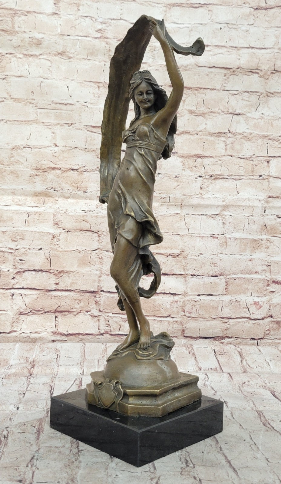 Original Art Nouveau Dancer By Italian Artist Aldo Vitaleh Bronze Sculpture SALE