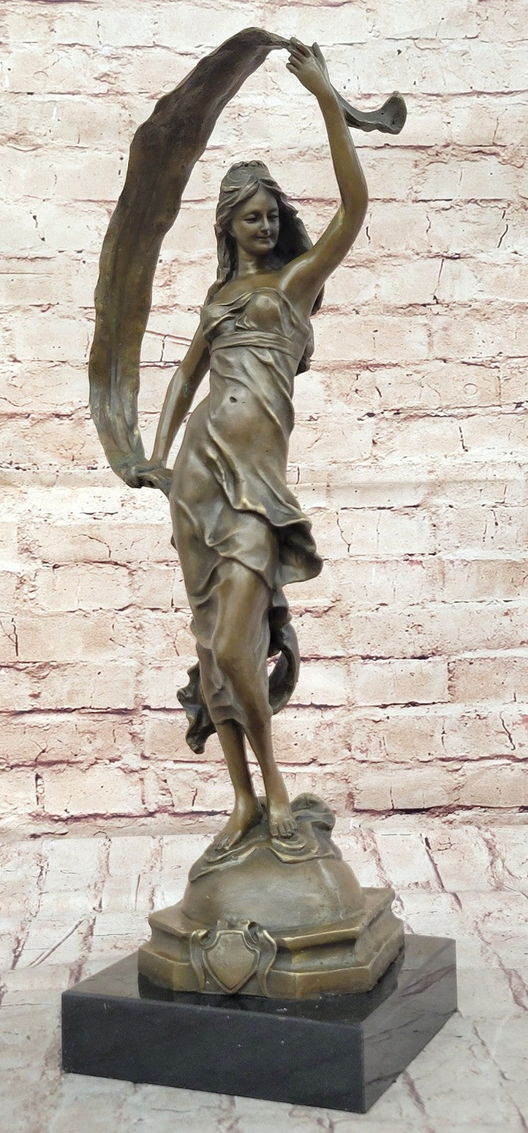 Original Art Nouveau Dancer By Italian Artist Aldo Vitaleh Bronze Sculpture SALE
