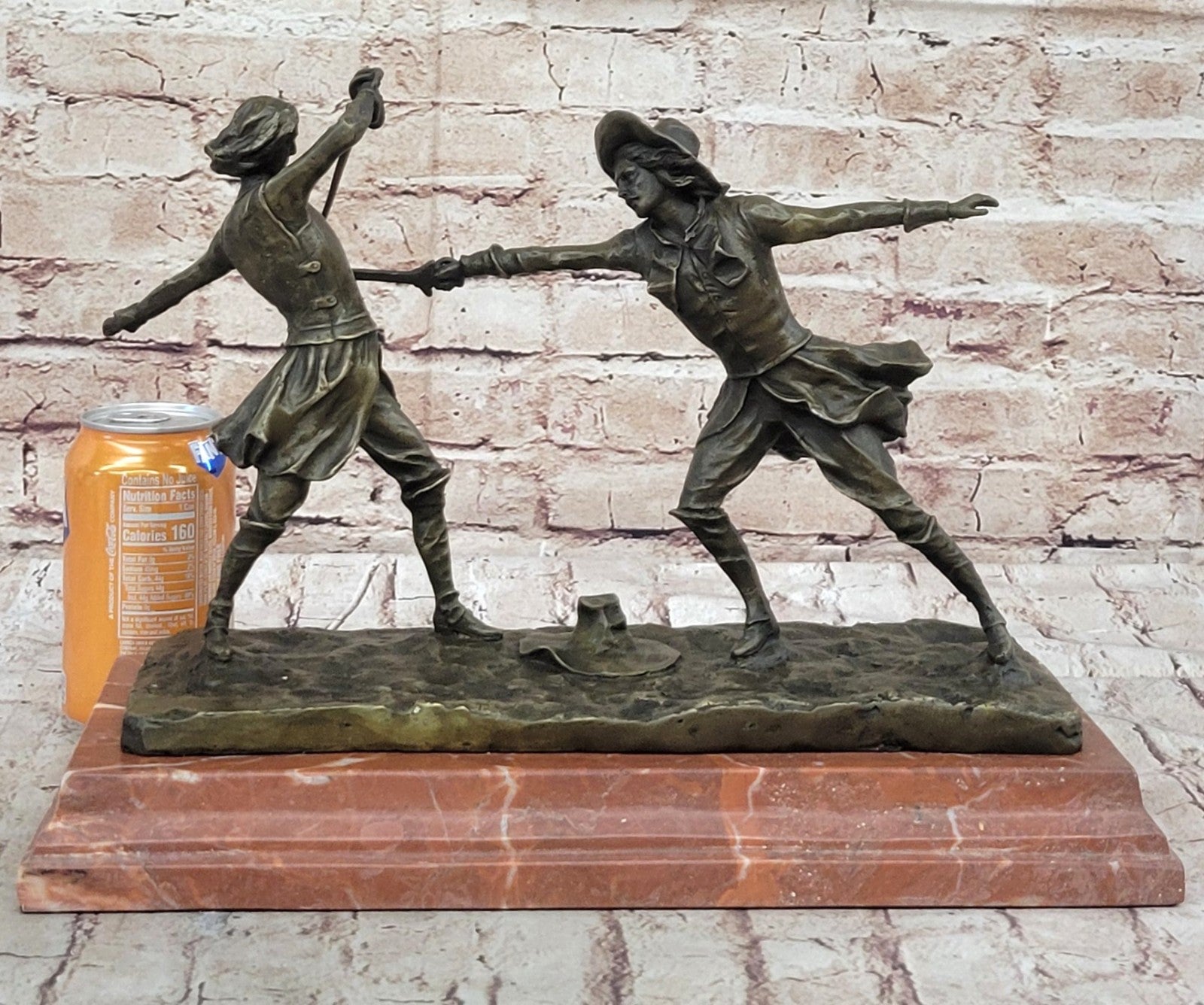 Bronze Sculpture Hot Cast Hand Made Large Two Fencer Fencing Museum Quality