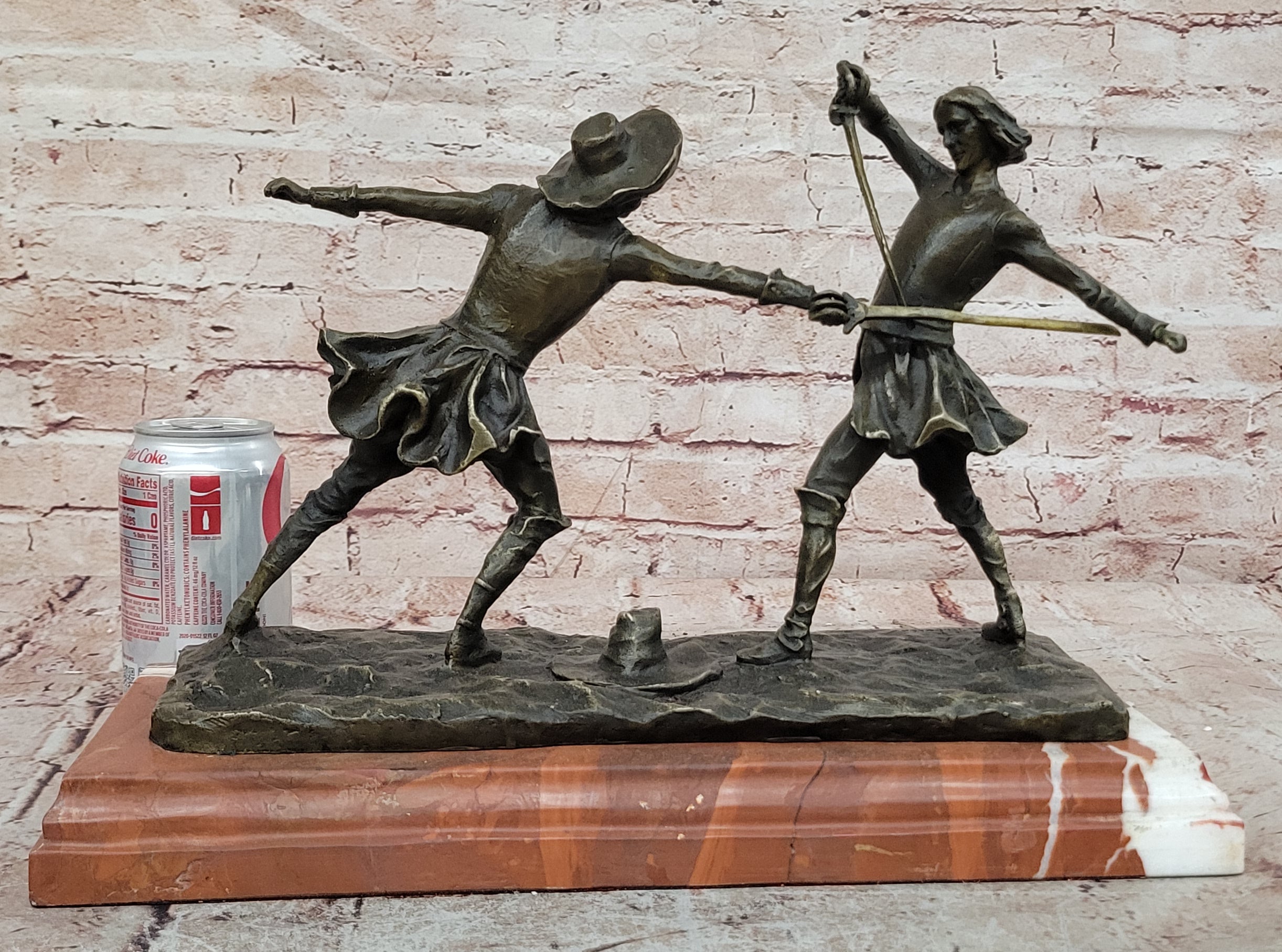 Bronze Sculpture Hot Cast Hand Made Large Two Fencer Fencing Museum Quality
