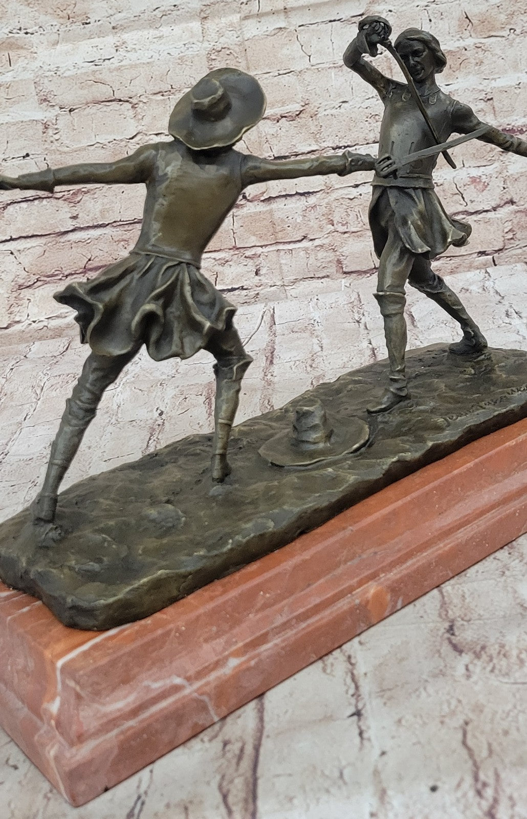 Bronze Sculpture Hot Cast Hand Made Large Two Fencer Fencing Museum Quality
