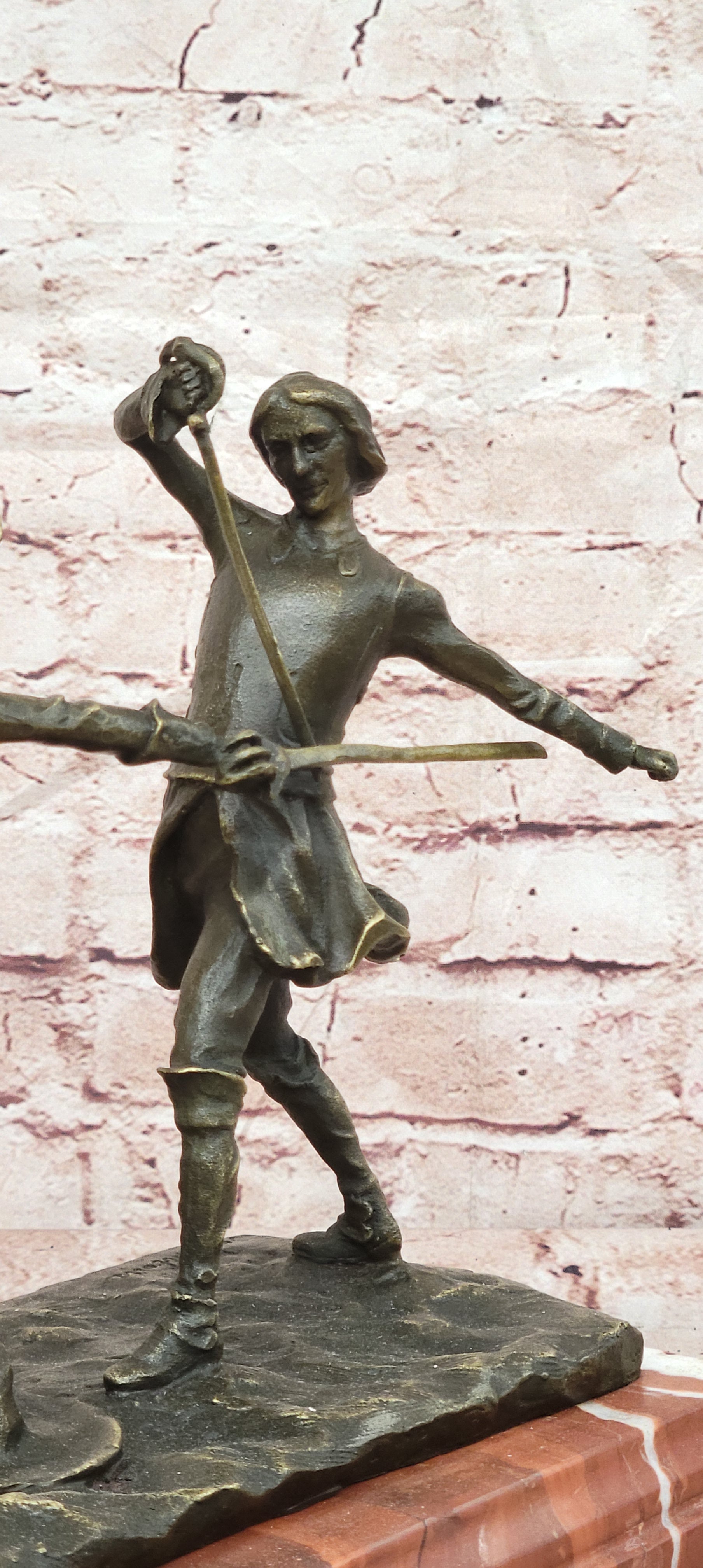 Bronze Sculpture Hot Cast Hand Made Large Two Fencer Fencing Museum Quality
