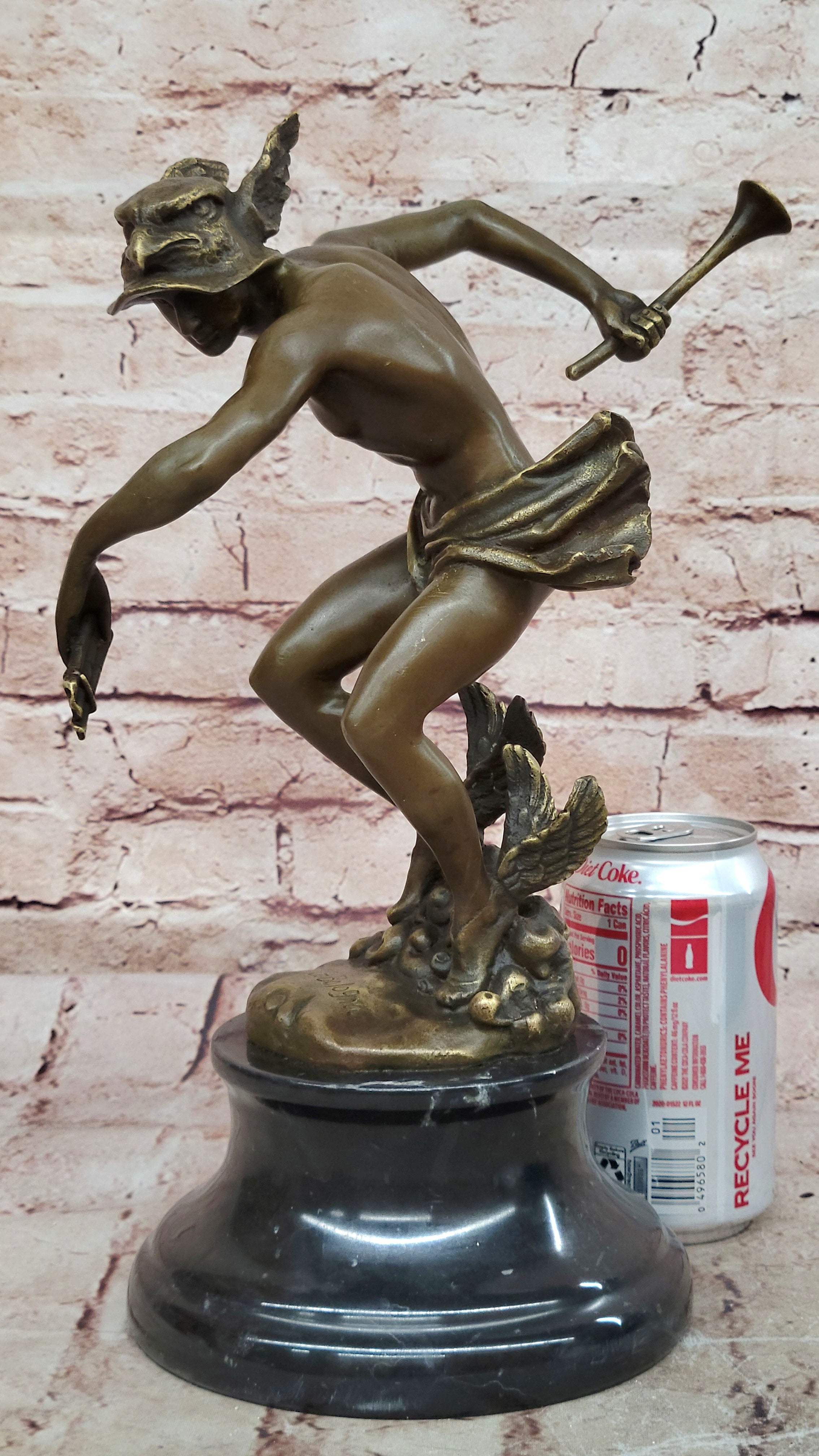 Handcrafted bronze sculpture SALE God Greek Mercury Flying Giambologna Signed