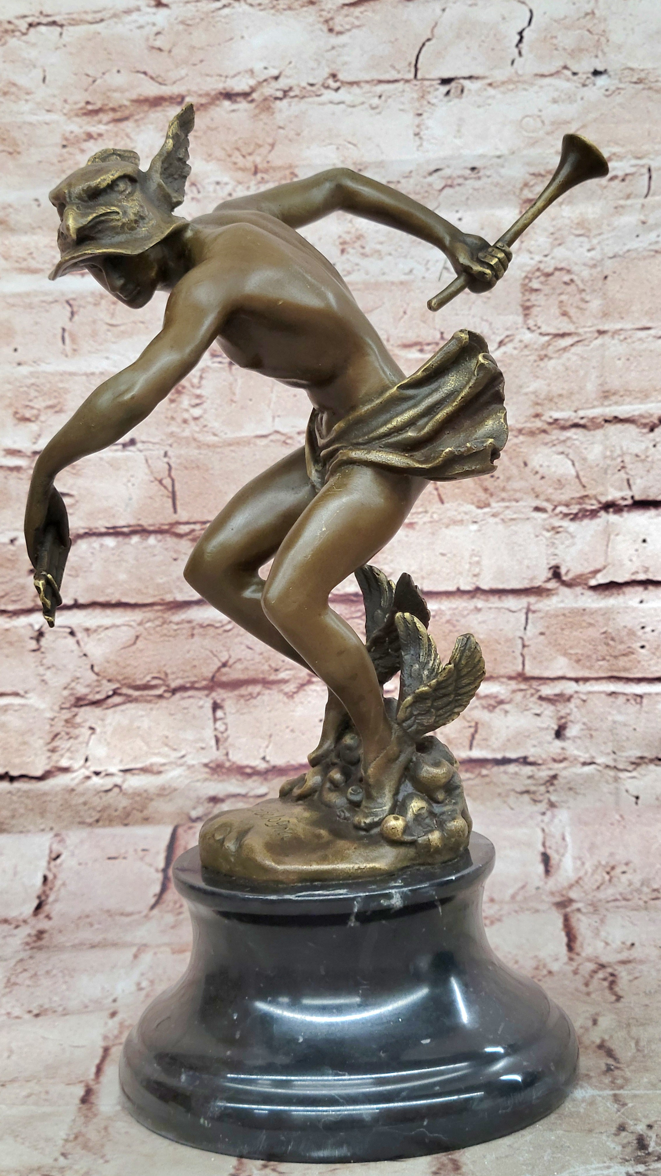 Handcrafted bronze sculpture SALE God Greek Mercury Flying Giambologna Signed