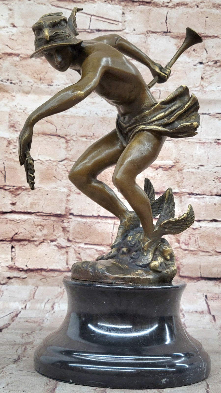 Handcrafted bronze sculpture SALE God Greek Mercury Flying Giambologna Signed