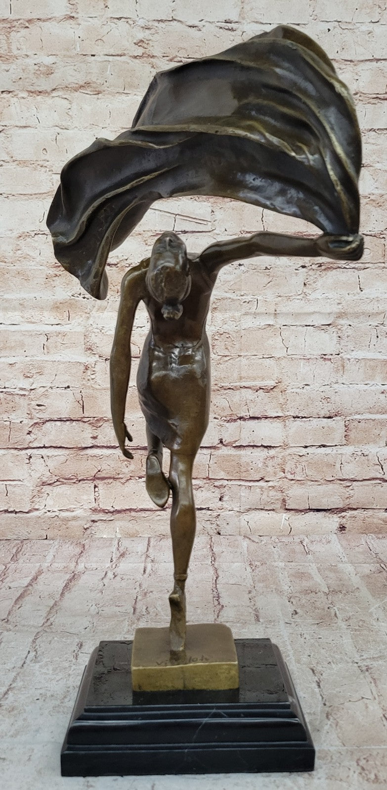Bronze Hot Cast Hot Cast Flag Dancer Sculpture by Aldo Vitaleh Figure