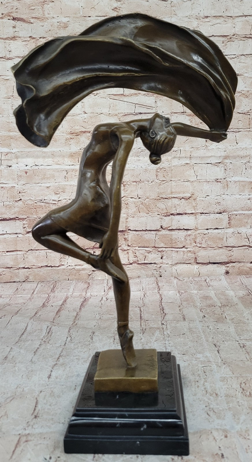 Bronze Hot Cast Hot Cast Flag Dancer Sculpture by Aldo Vitaleh Figure