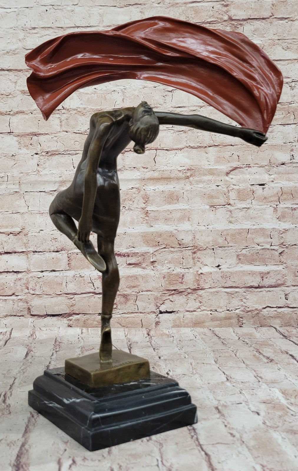 Art Deco Italian Artist Vitaleh Ballerina Dancer Dancing Bronze Sculpture Figure