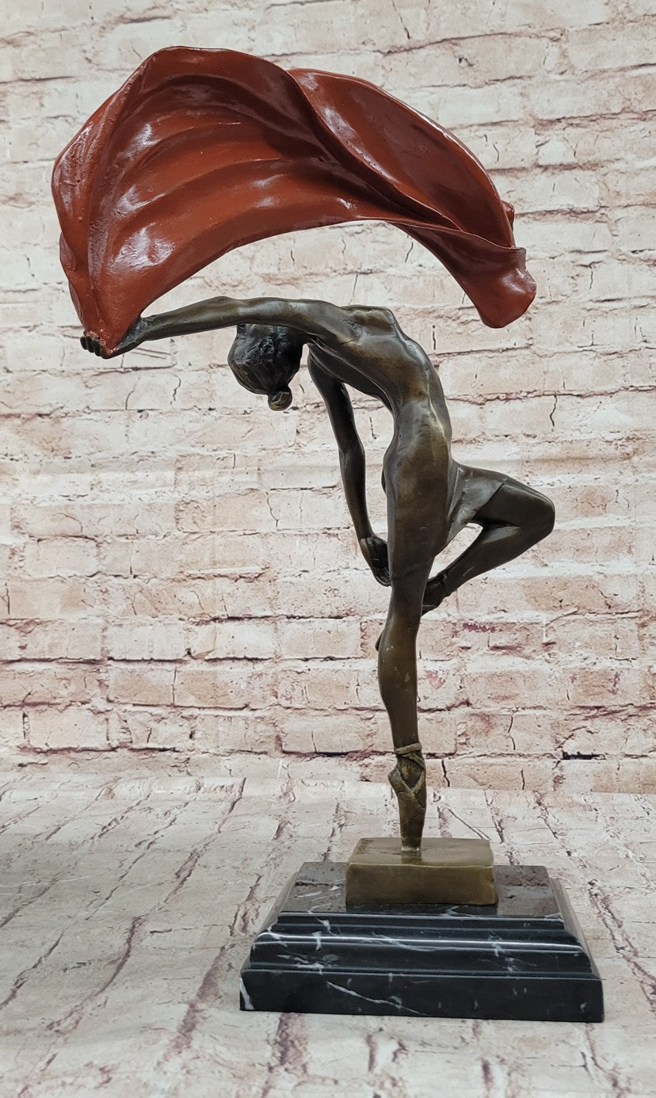 Art Deco Italian Artist Vitaleh Ballerina Dancer Dancing Bronze Sculpture Figure
