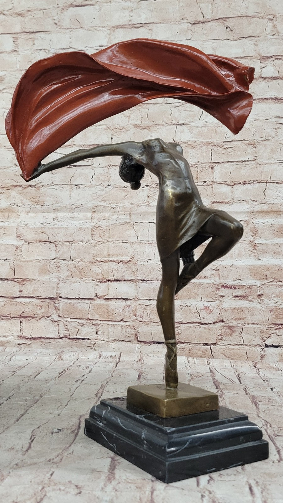 Art Deco Italian Artist Vitaleh Ballerina Dancer Dancing Bronze Sculpture Figure