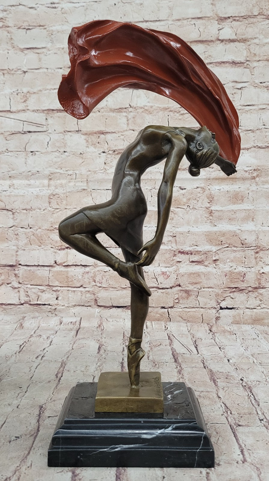Art Deco Italian Artist Vitaleh Ballerina Dancer Dancing Bronze Sculpture Figure