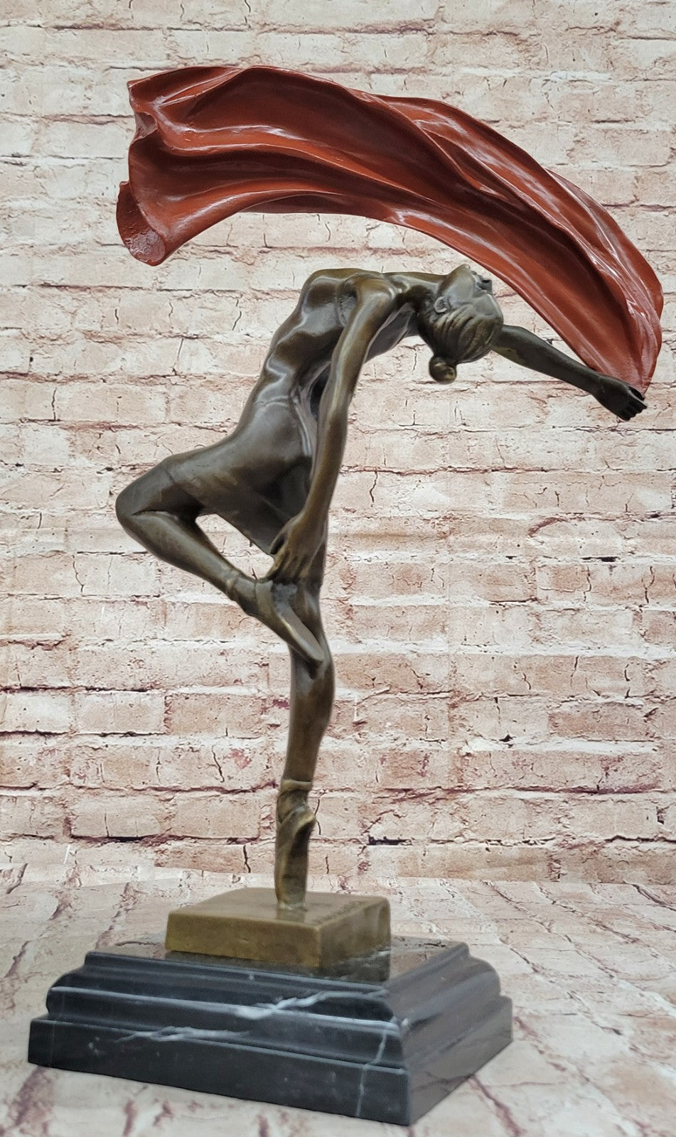 Art Deco Italian Artist Vitaleh Ballerina Dancer Dancing Bronze Sculpture Figure