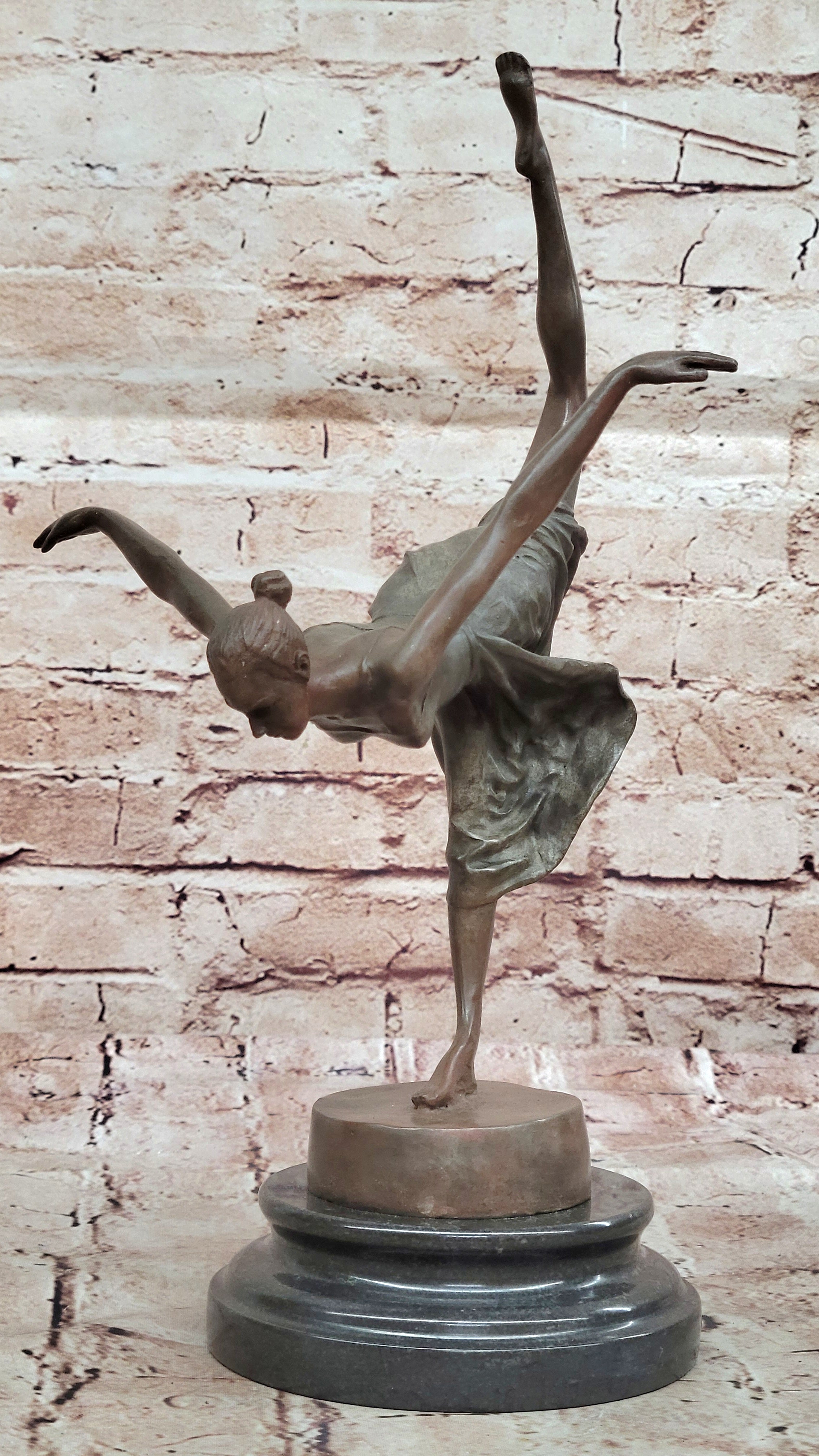 Bronze Sculpture by Italian Artist Aldo Vitaleh Dancer Ballerina Home Office