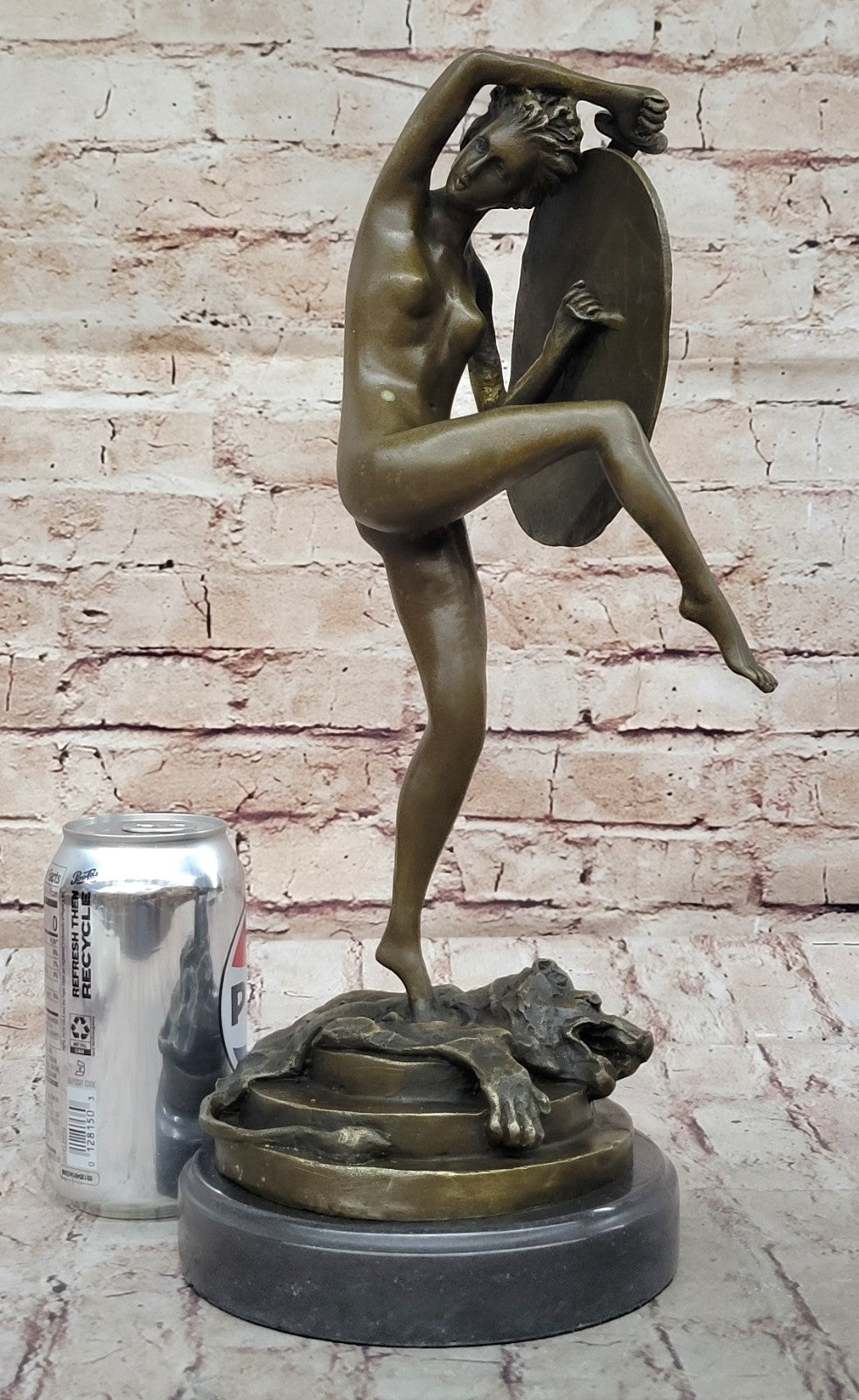 pure Genuine Bronze Marble art Greek warrior Soldier sculpture Figurine Figure