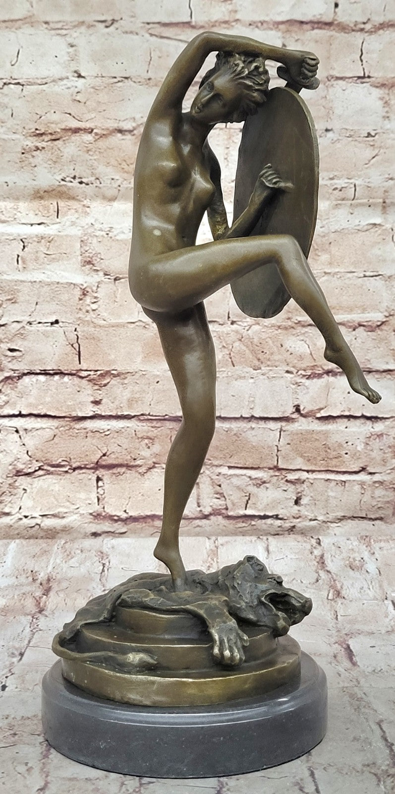 pure Genuine Bronze Marble art Greek warrior Soldier sculpture Figurine Figure