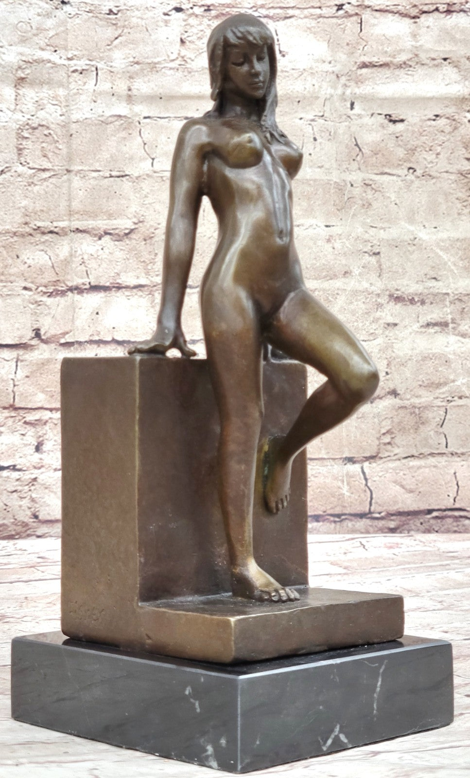 Handcrafted bronze sculpture SALE Hot Deco Art Erotic Girl Nude Original Signed