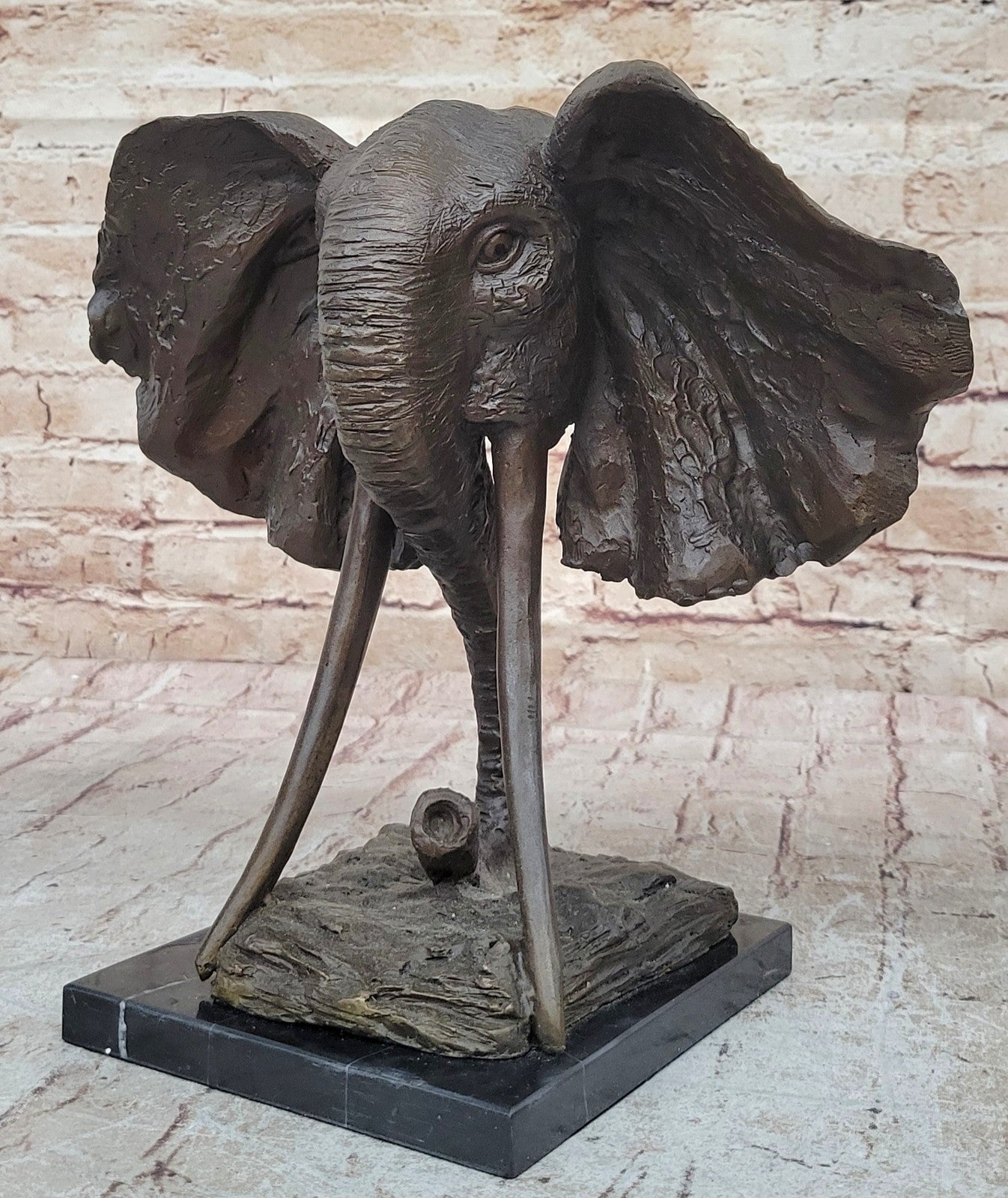 Striking Massive Elephant Head Bust Bronze Sculpture Statue Figurine Hot Cast