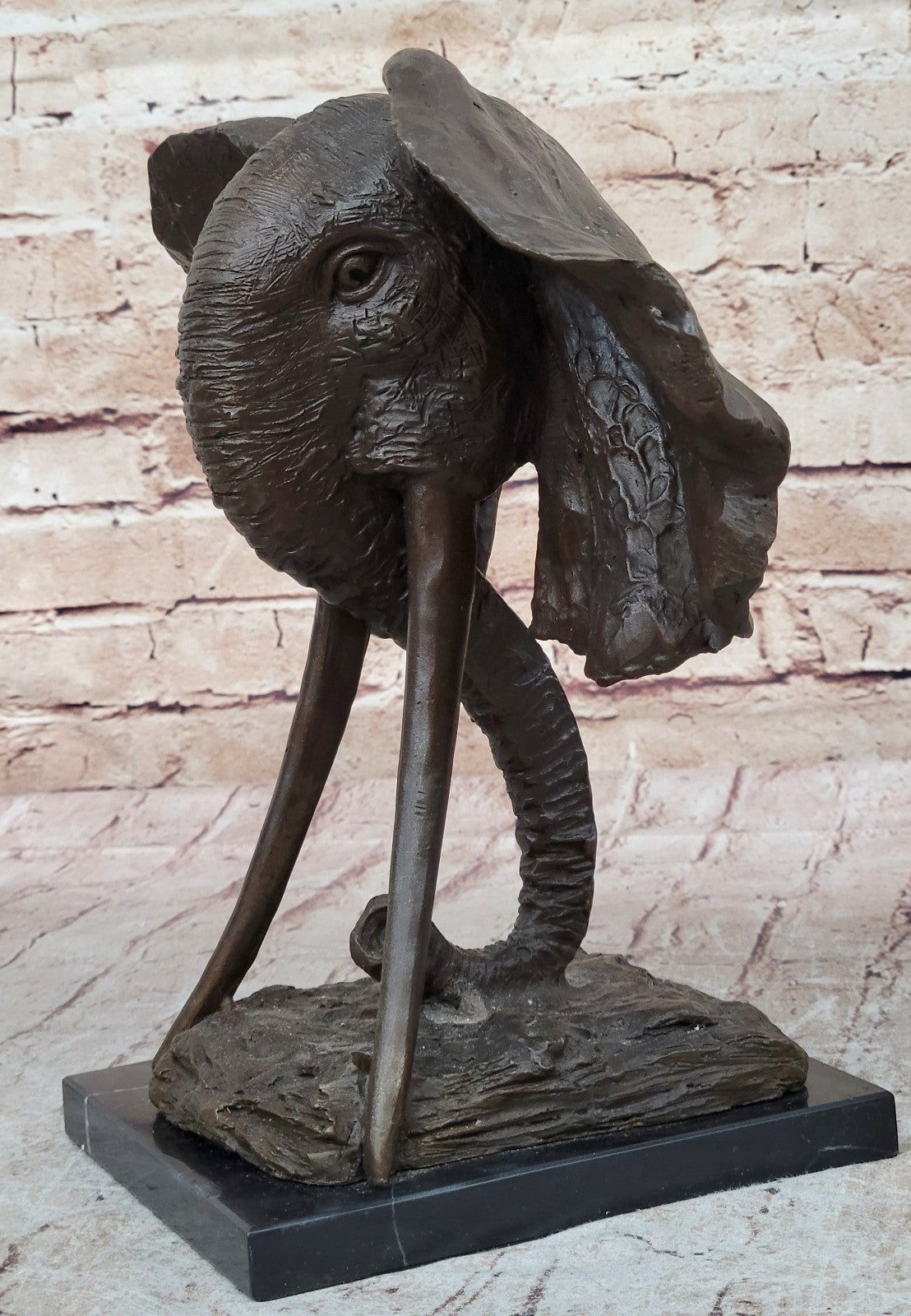 Striking Massive Elephant Head Bust Bronze Sculpture Statue Figurine Hot Cast