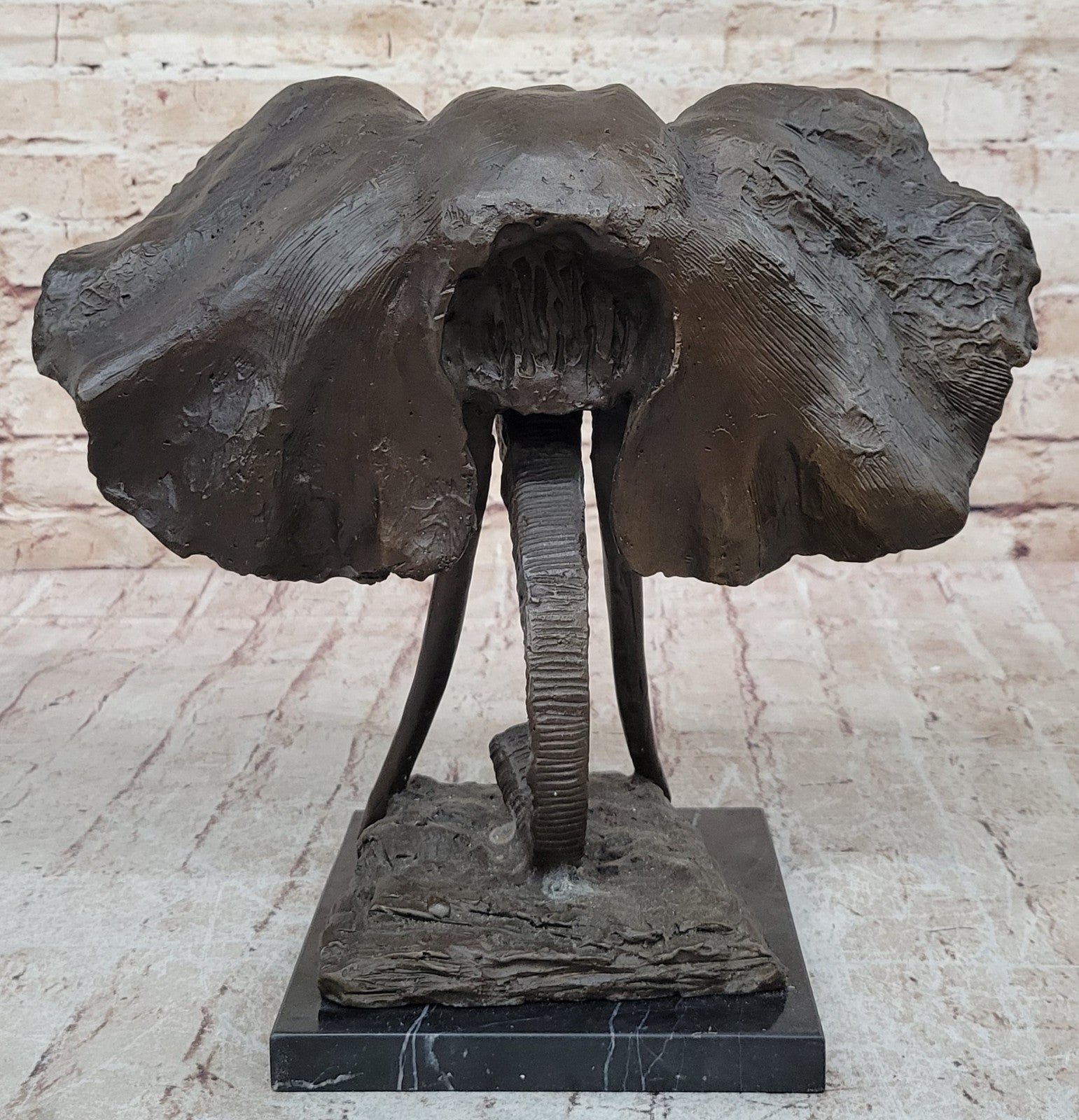 Striking Massive Elephant Head Bust Bronze Sculpture Statue Figurine Hot Cast